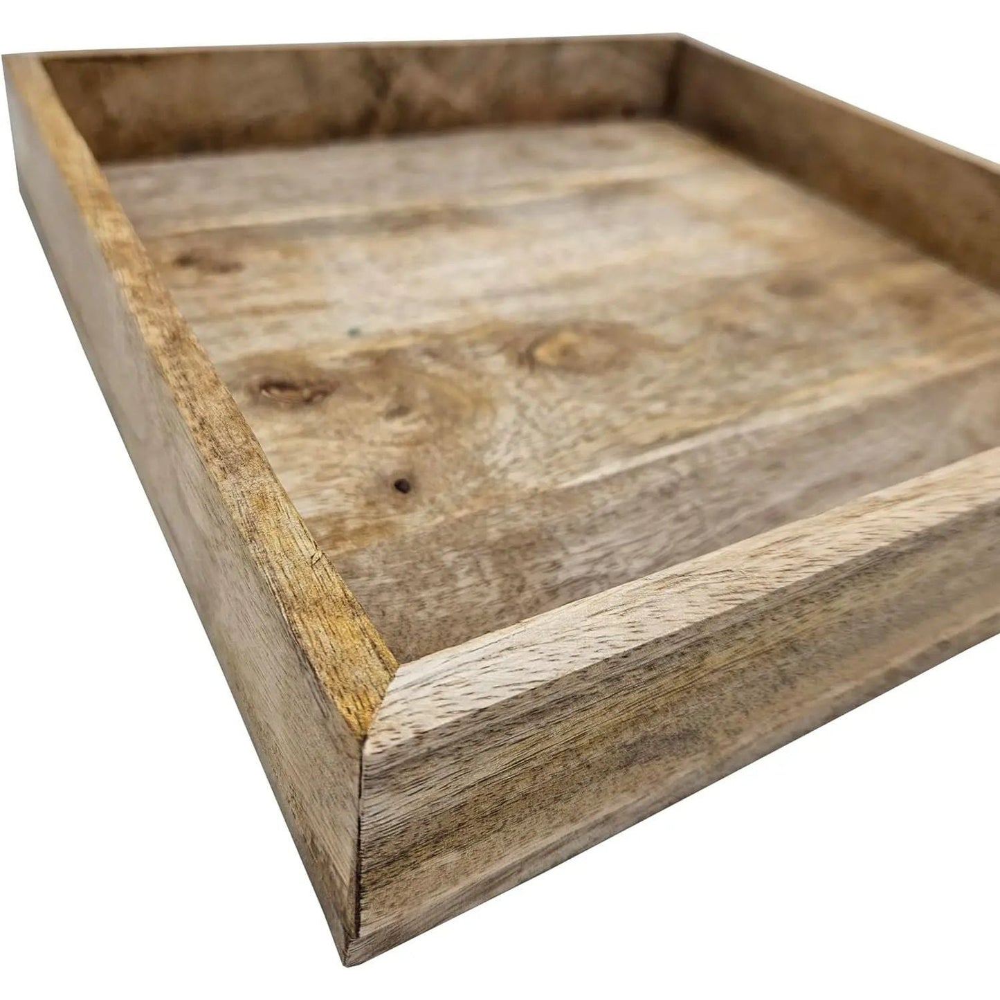 Tablett Mangoholz Dekotablett massives Holz Tischdeko Serviertablett 30 x 30 cm