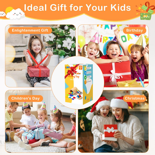 Montessori Holz Lernspielzeug Kleinkinder 1-3 Jahre Farbe Sortiert