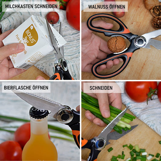 Schwerlast Küchenschere aus Edelstahl mit Klingenschutz