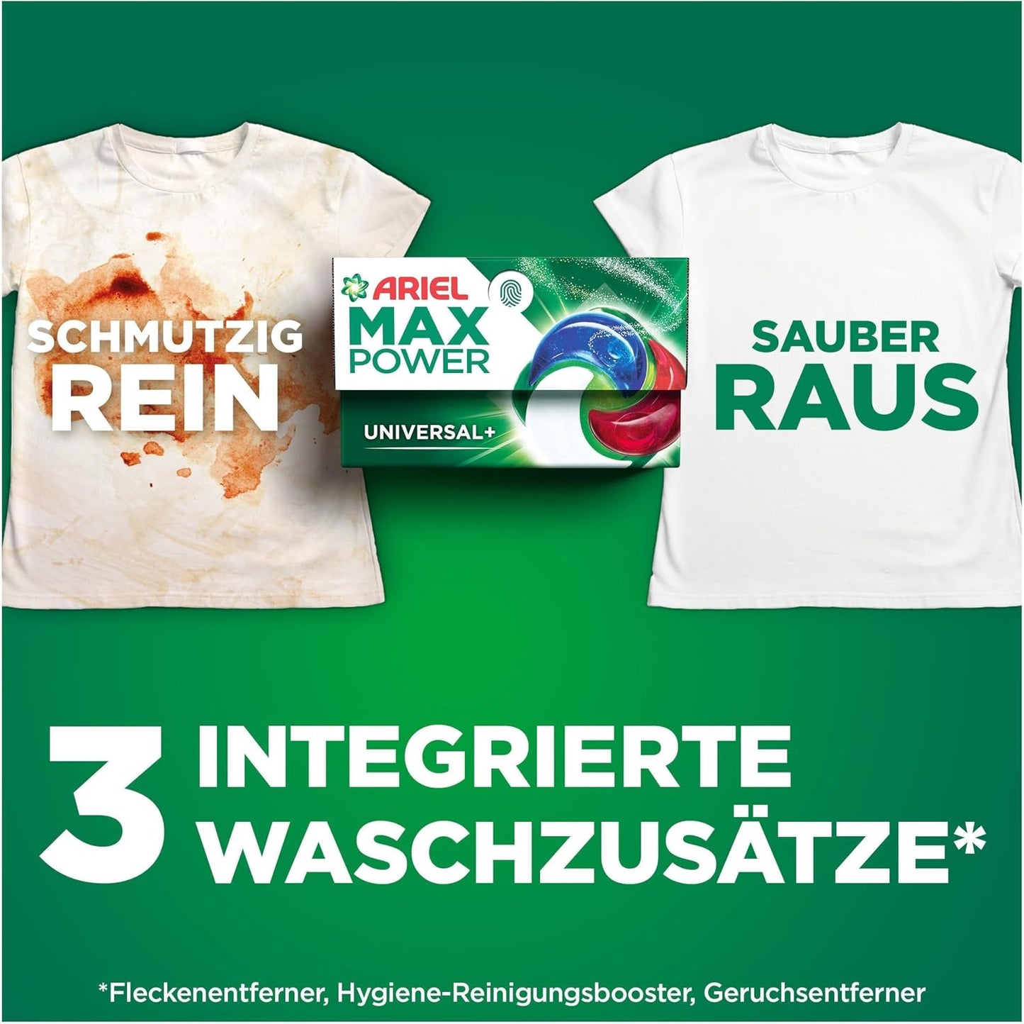 Ariel Max Power PODS® – 66 Wäschen, 3in1 Fleckenentferner