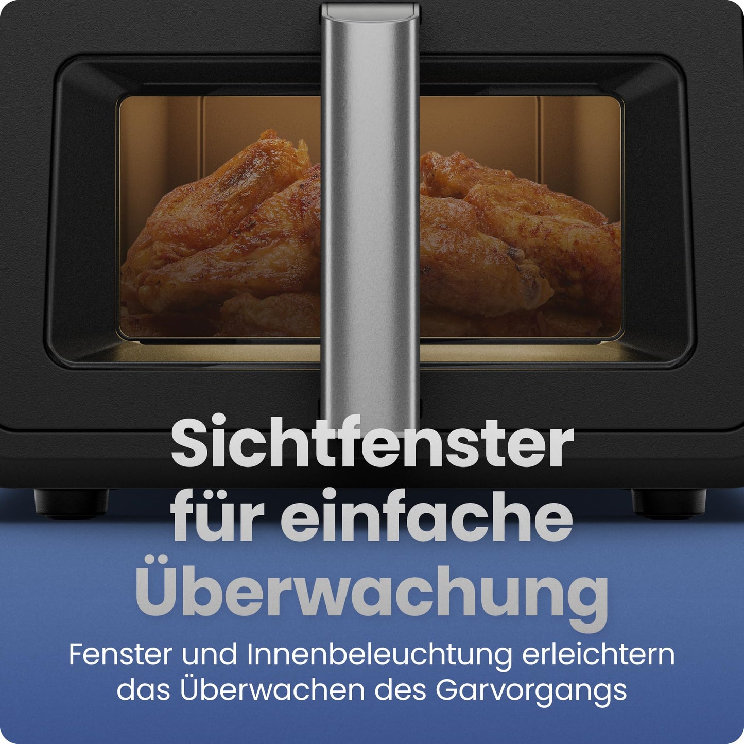 Chefman Heißluftfritteuse TurboFry, 8,5 l, 6-in-1-Hochleistungsgerät, 230 °C, XL-Korb mit Sichtfenster, Heißluftfrittieren, Backen, Grillen, Aufwärmen, Hydrieren, Auftauen, Schwarz