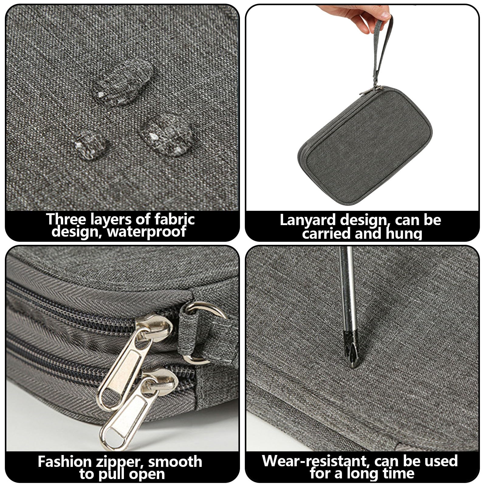 Kabeltasche Elektroniktasche Wasserdicht Doppelter Reissverschluss Organizer-OdiuK