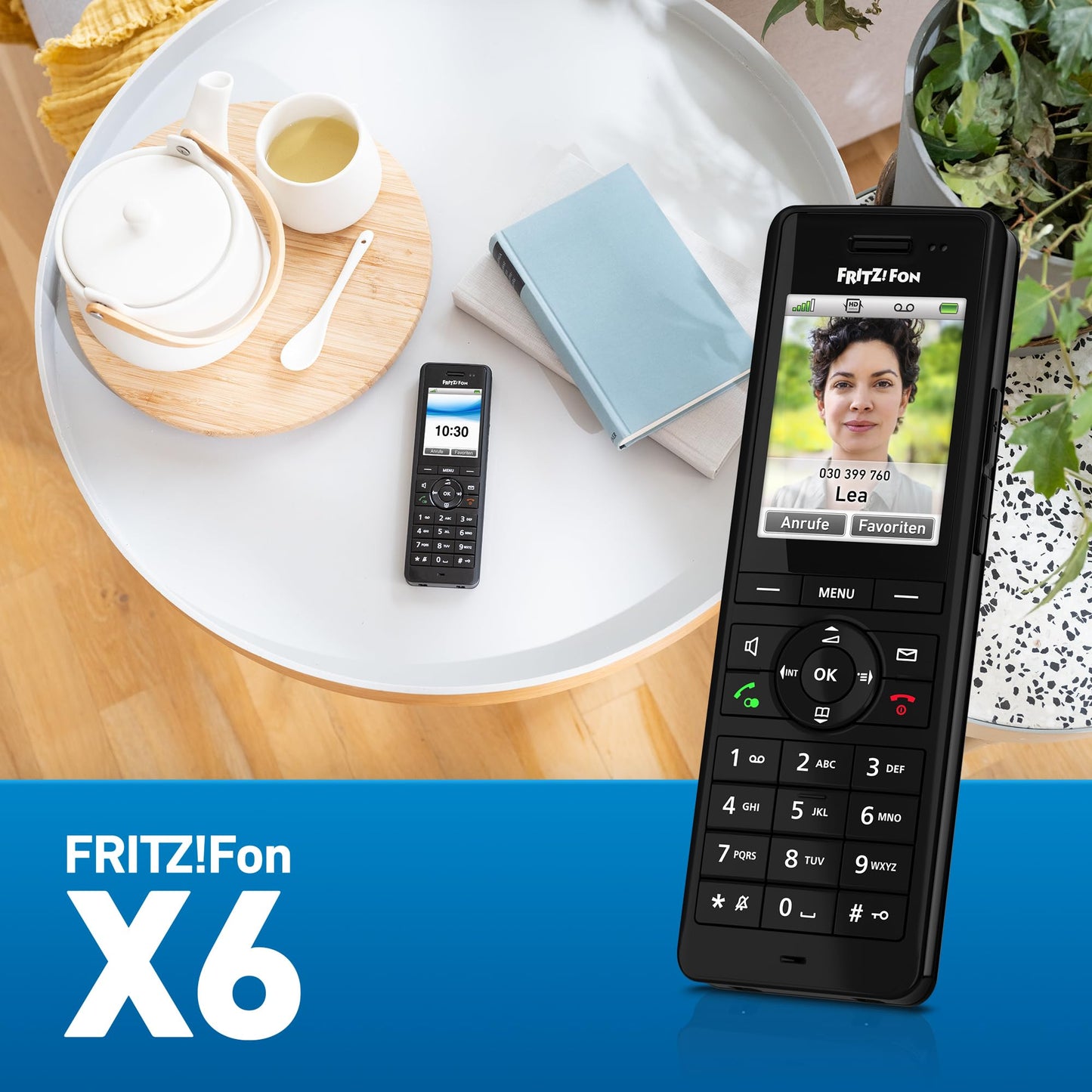 FRITZ!Fon X6 Black DECT-Komforttelefon (hochwertiges Farbdisplay, HD-Telefonie, Full-Duplex-Freisprechen, Steuerung FRITZ!Box-Funktionen), schwarz, deutschsprachige Version