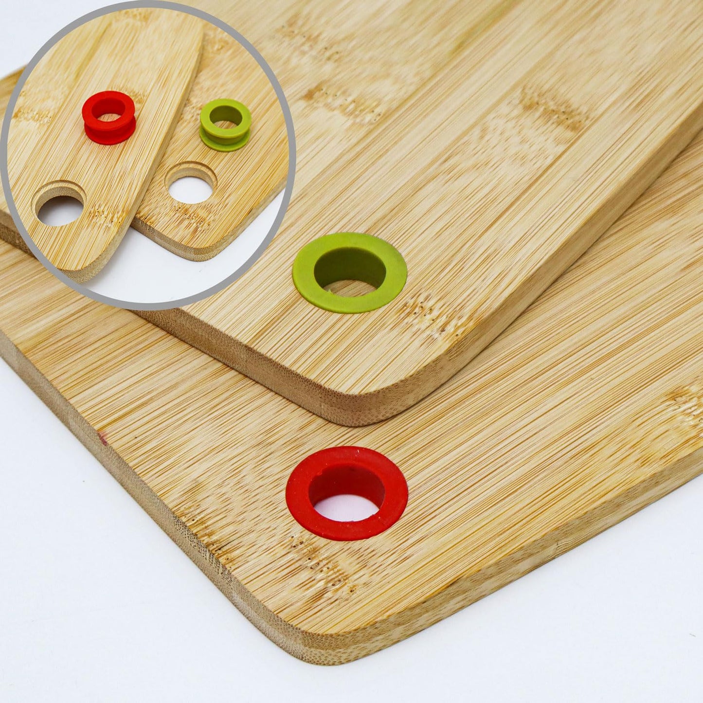 DuneDesign Bambus Schneidebrett 2er Set Farbcodiert Robust Hygienisch-DuneDesign