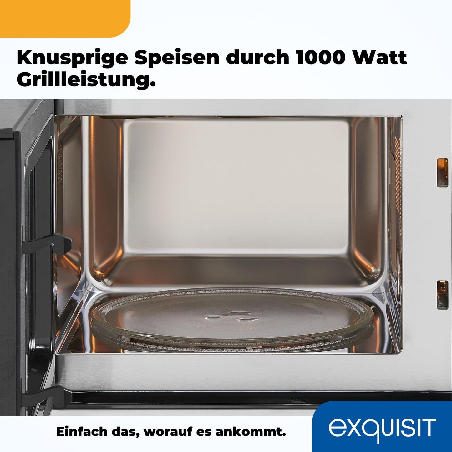 Exquisit EMW 20.1G Einbau-Mikrowelle | 20 L Garraum | 800 W | Inoxlook | 1000 W Grilleistung | 5 Leistungsstufen | Timer | Drehteller: 24,5cm Ø | 8 Autokochprogramme | Innenbeleuchtung