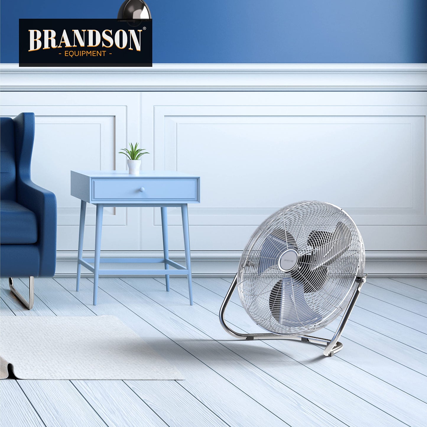 Brandson - Windmaschine Retro Stil 160 Watt - Ventilator in Chrom - Standventilator 50 cm - Bodenventilator - hoher Luftdurchsatz - stufenlos neigbarer Ventilatorkopf - GS Geprüfte Sicherheit