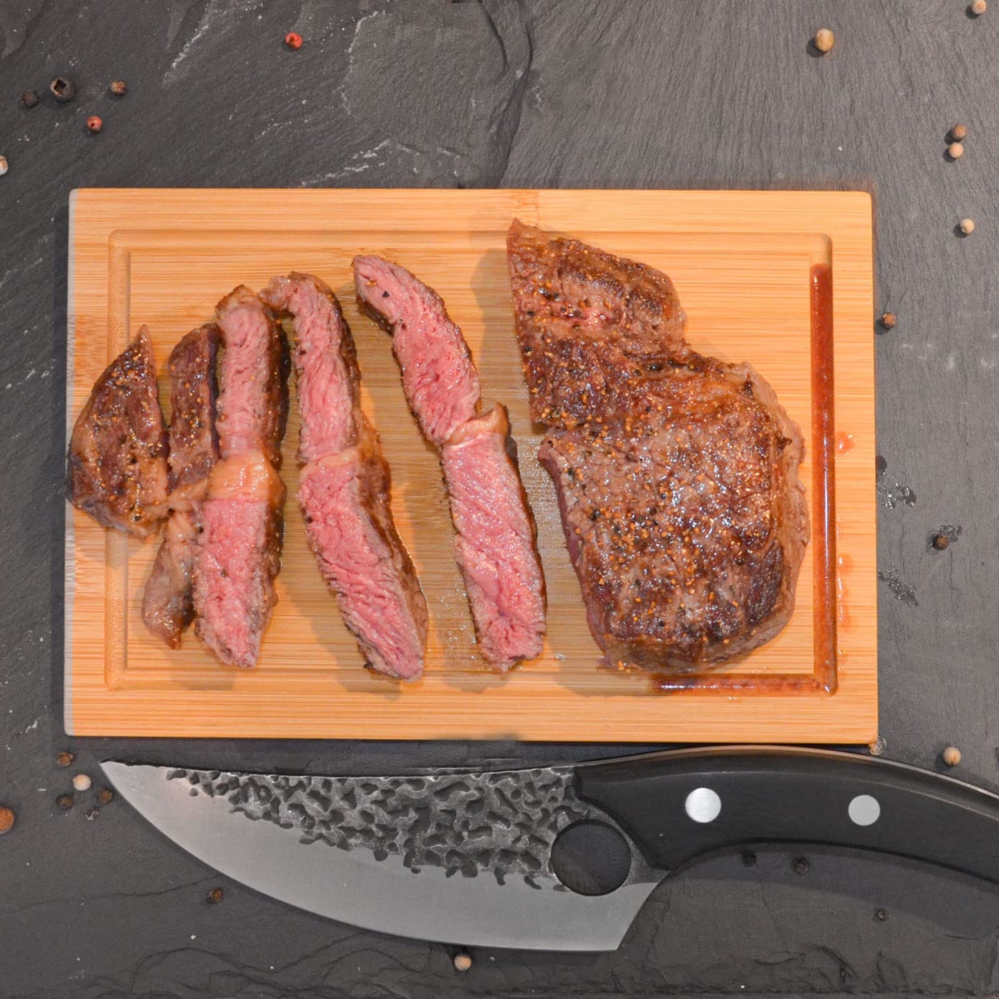 DuneDesign Bambus Frühstücksbrettchen 6er Set klein mit Saftrille 22x15 cm-DuneDesign