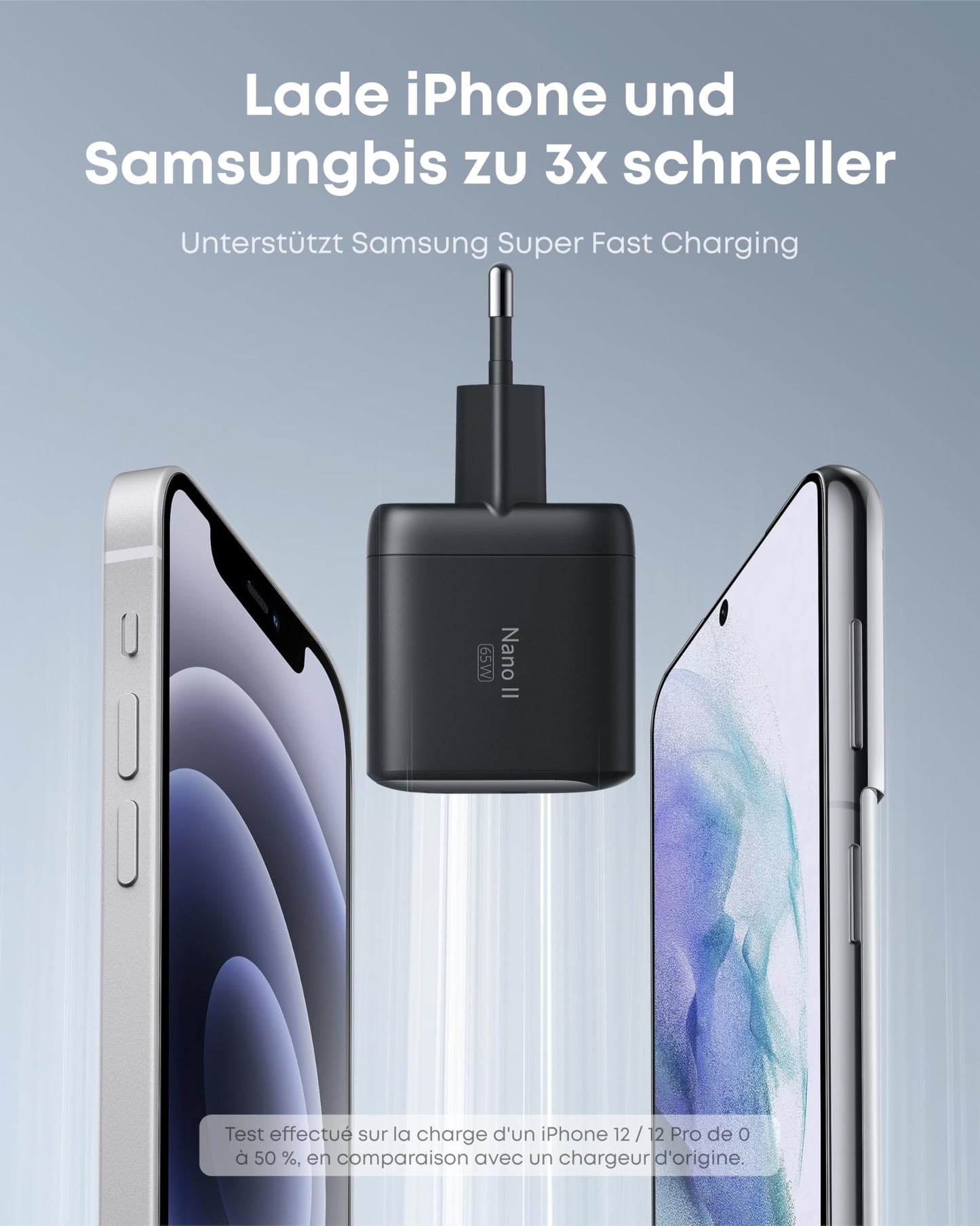 Anker Nano II 65W USB C Ladegerät Netzteil mit Schnellladeleistung, GaN II Technologie, Kompatibel mit MacBook Pro/Air, Galaxy S20/S10, iPhone 17/Pro/iPhone Air/16/15, iPad, Pixel (Schwarz)