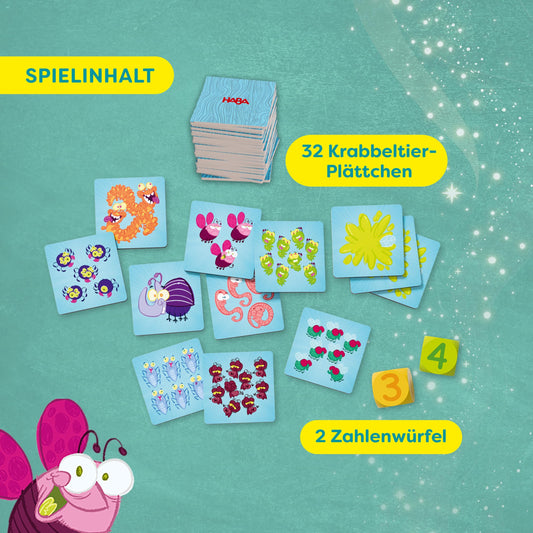 HABA 3 + 4 = Krabbeltier – Lustiges Mathe-Lernspiel für Kinder ab 6 Jahren – Rechnen Lernen bis 10 & Gedächtnistraining Einschulung & 1. Klasse – 2013336001