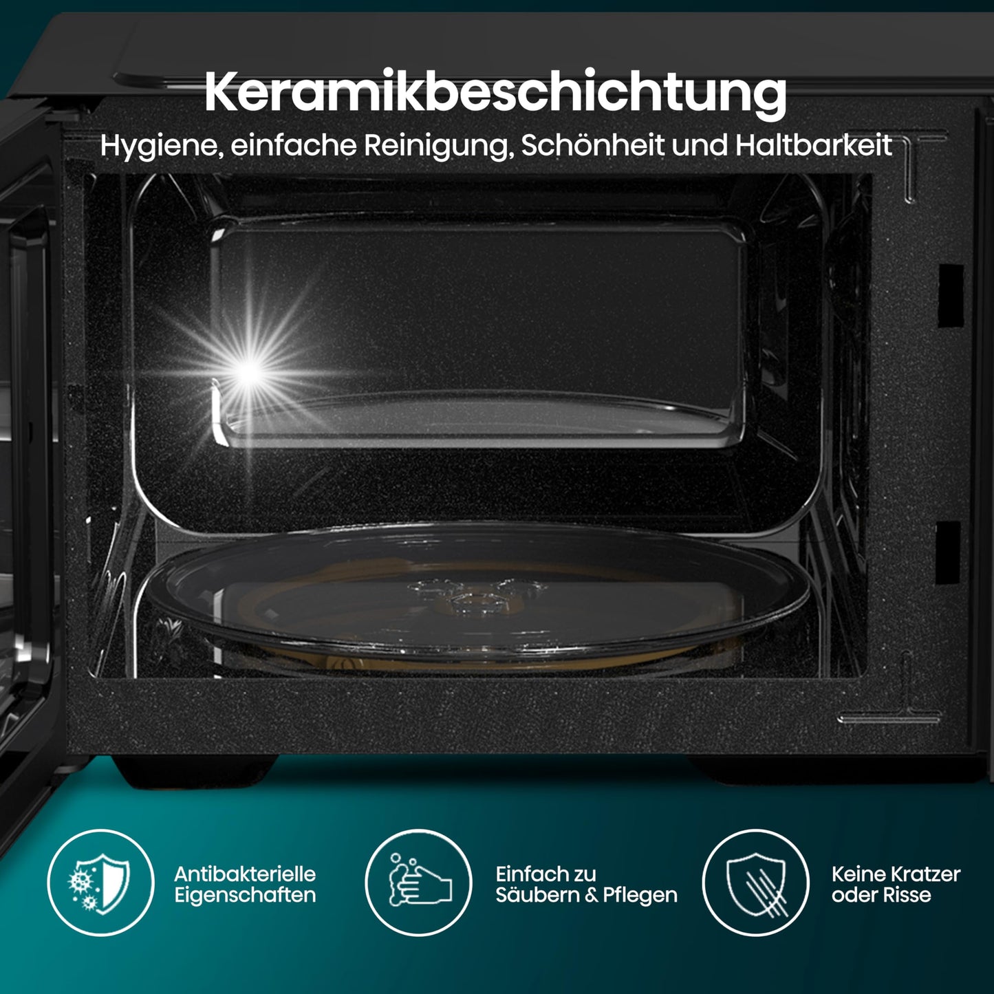Hisense H20MOBP1HI Mikrowelle /20 L /700W /InverterTech/Keramikbeschichtung/Premium Glas/Maßgeschneidert, Mehrphasiges Kochen/Auftaufunktion/5 Leistungsstufen/Kindersicherung/Schwarz