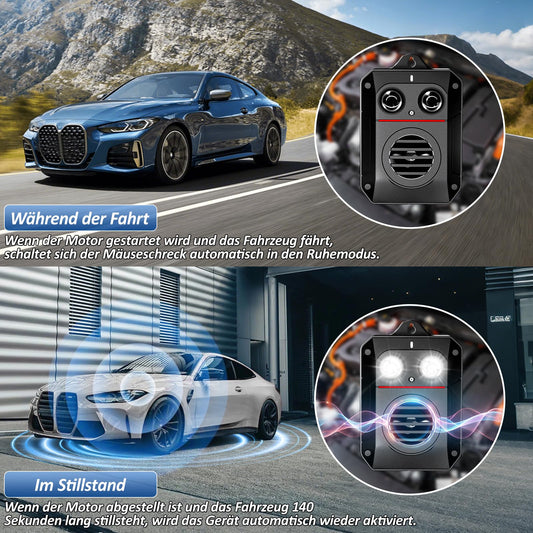 ADOGO Marderabwehr Mit Ultraschall,Marderschreck Mit Blitzlicht & Sensorsteuerung,Marderschutz Für Auto,Marderschreck Batteriebetrieben,Maderschrecker Dachboden