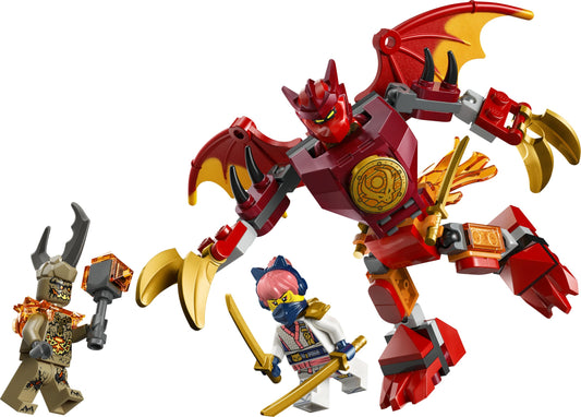 LEGO NINJAGO Kais Drachen-Mech Battle Set - Ninja Spielzeug für Jungen und Mädchen - Modellbau mit Actionfigur, 3 Minifiguren und Katanas - Geschenk für Kinder ab 6 Jahren - 71851