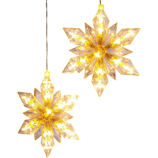 Weihnachten Stern LED 2er Set Beleuchtung Timer warmweiß Lichterkette innen