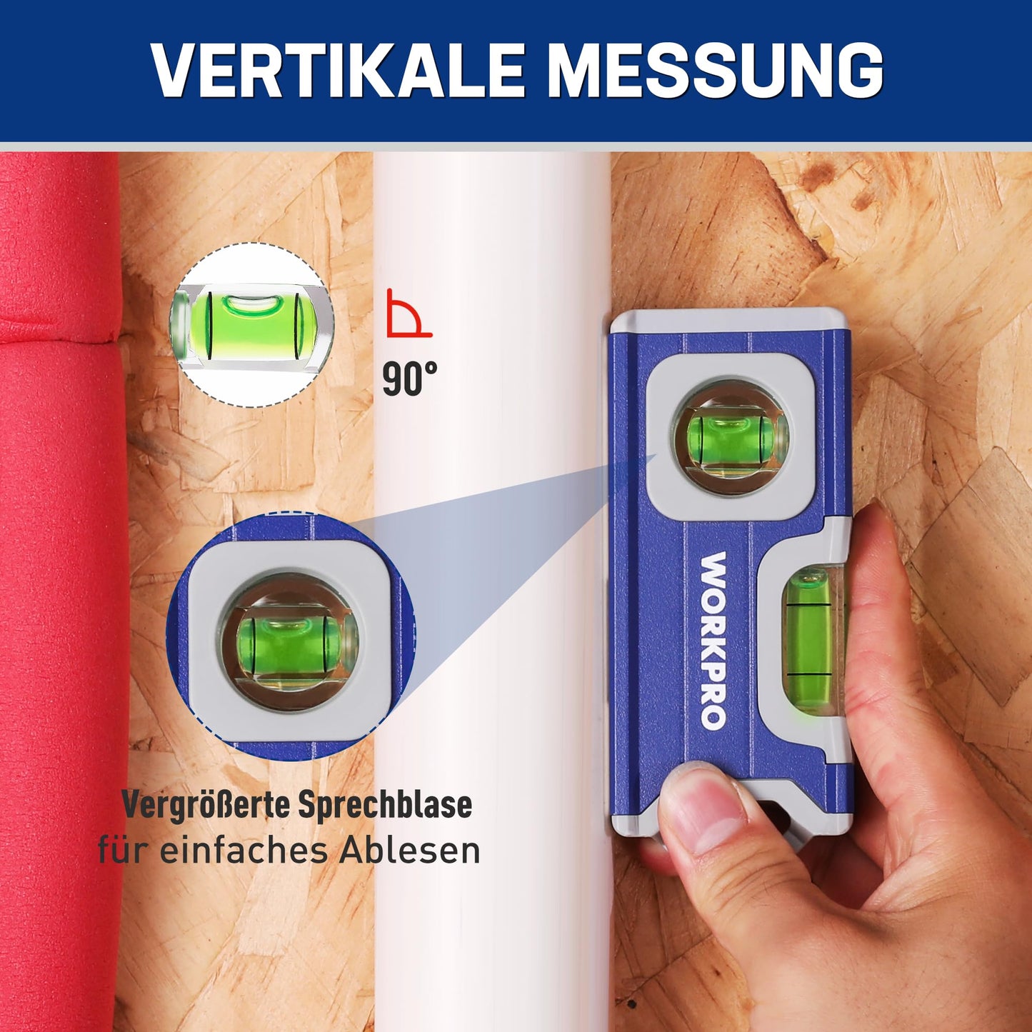 Magnetische Wasserwaage 115 mm mit 2 Libellen für präzise Messungen