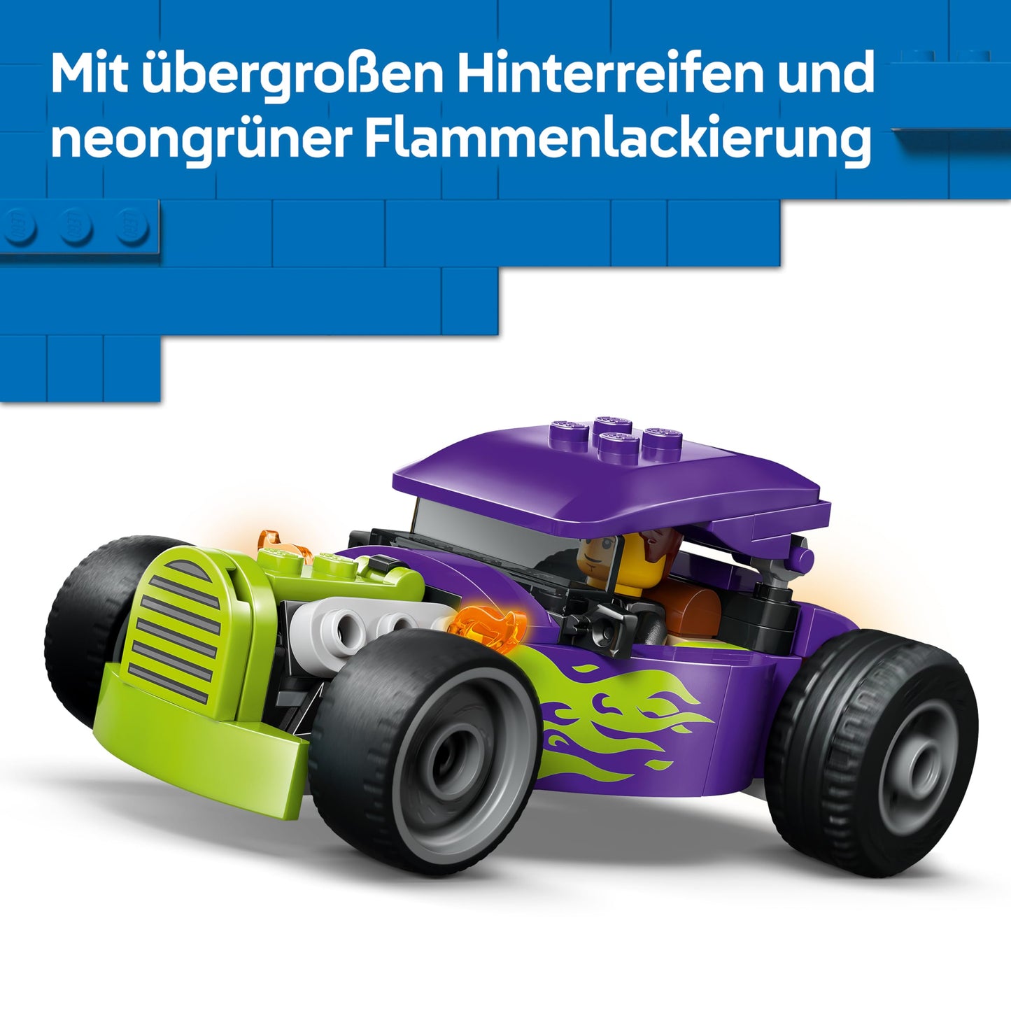 LEGO City Hot Rod - Race Car Toy w/a Driver Minifigure & Folding Roof - Fine Motor Skills Building Set - Small Birthday Gift Idea for 5+ Year Old Boys - 60485