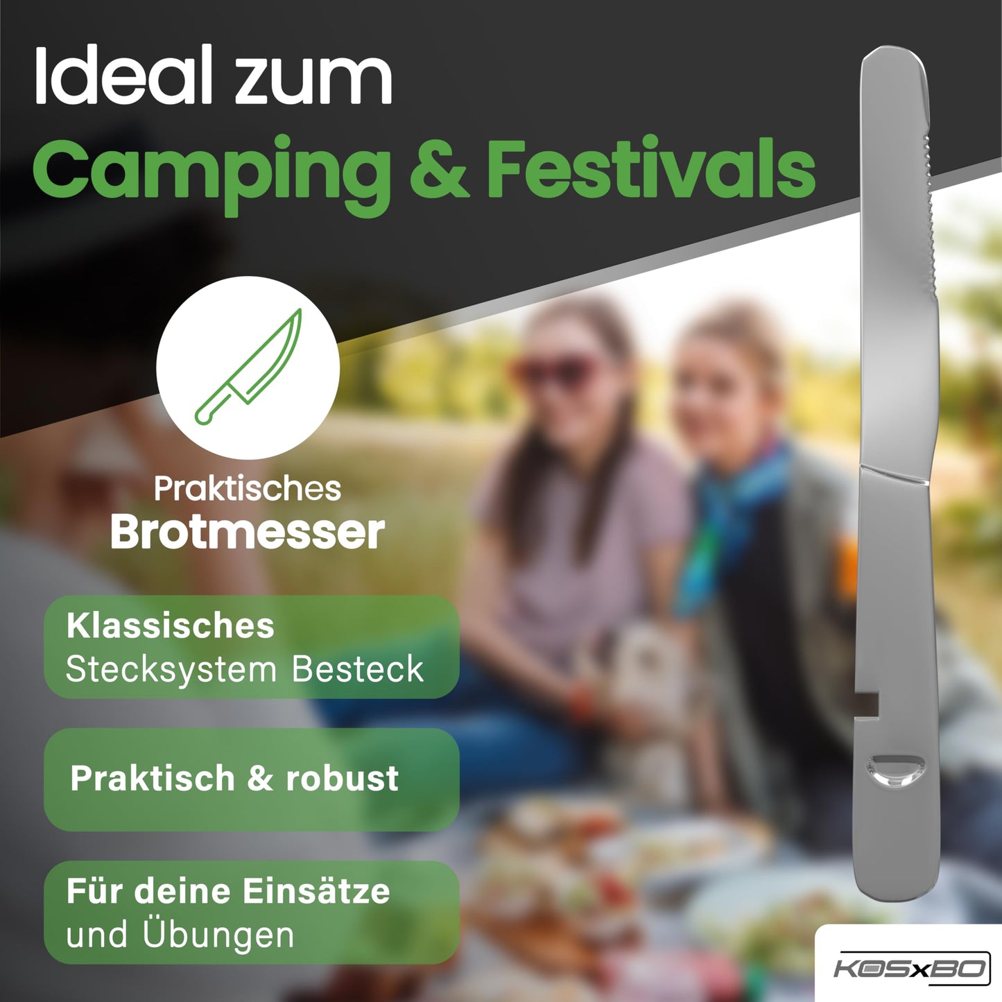 BUNDESWEHR EDELSTAHL BESTECK CAMPINGBESTECK 4-TEILIG CAMPING BESTECKSET ALS ESSBESTECK FESTIVAL OUTDOOR BESTECK
