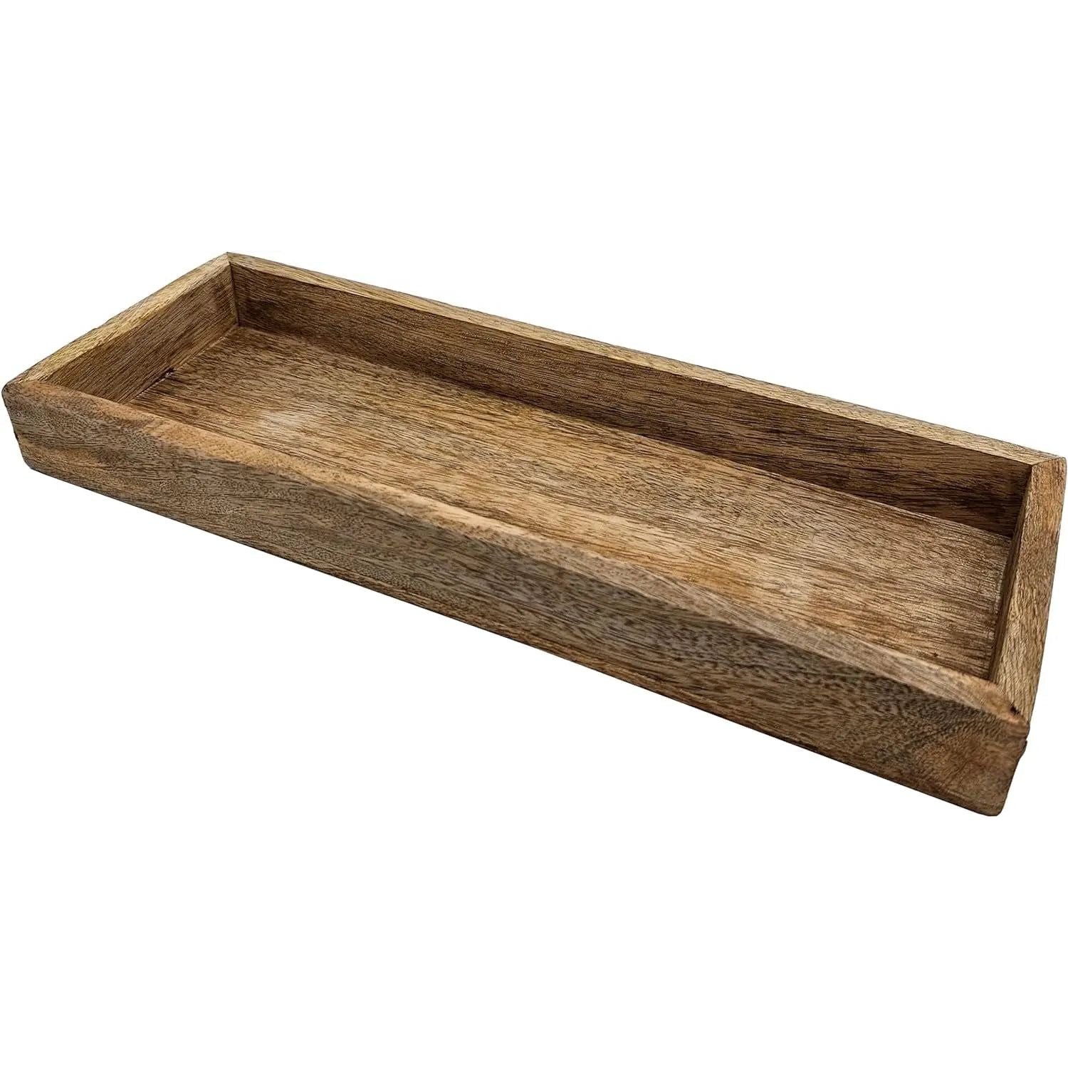 Tablett Mangoholz Dekotablett Holztablett Holz Tischdeko Serviertablett 34x12 cm