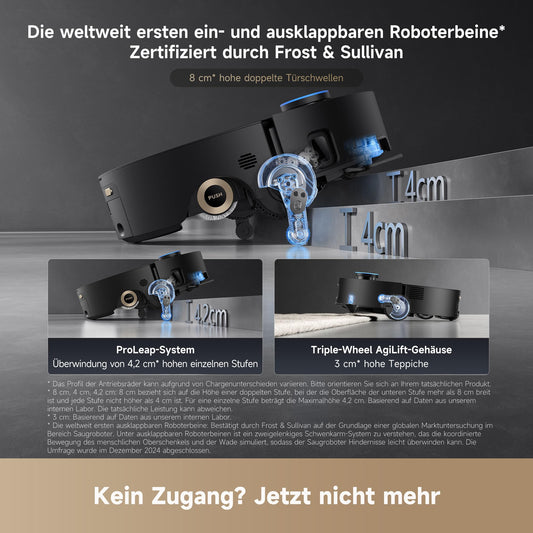 dreame Aqua10 Ultra Roller Complete Saugroboter mit Wischfunktion, 30.000Pa Saugkraft, 8 cm Hindernisfreiheit, Selbstreinigung der Rollen, automatisches Entleeren, intelligente Sprachsteuerung Schwarz