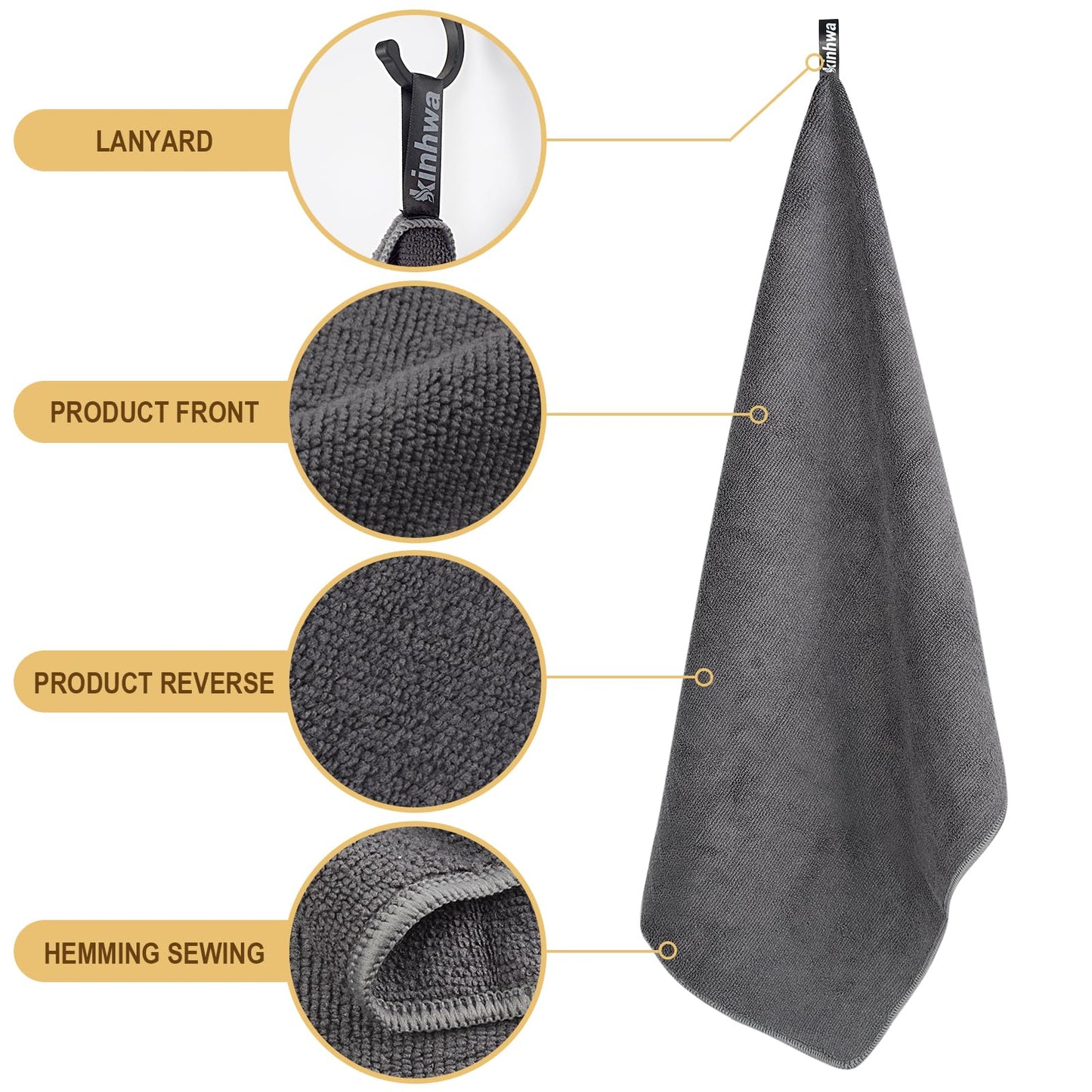 Mikrofaser Handtuch 2er-Pack 40x70 cm Weich Hochsaugfähig Grau