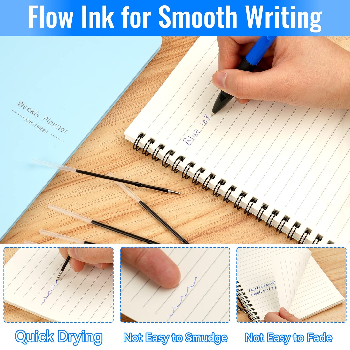 100 Stück Kugelschreiberminen 0,7mm Blau Ersatzminen für Büro