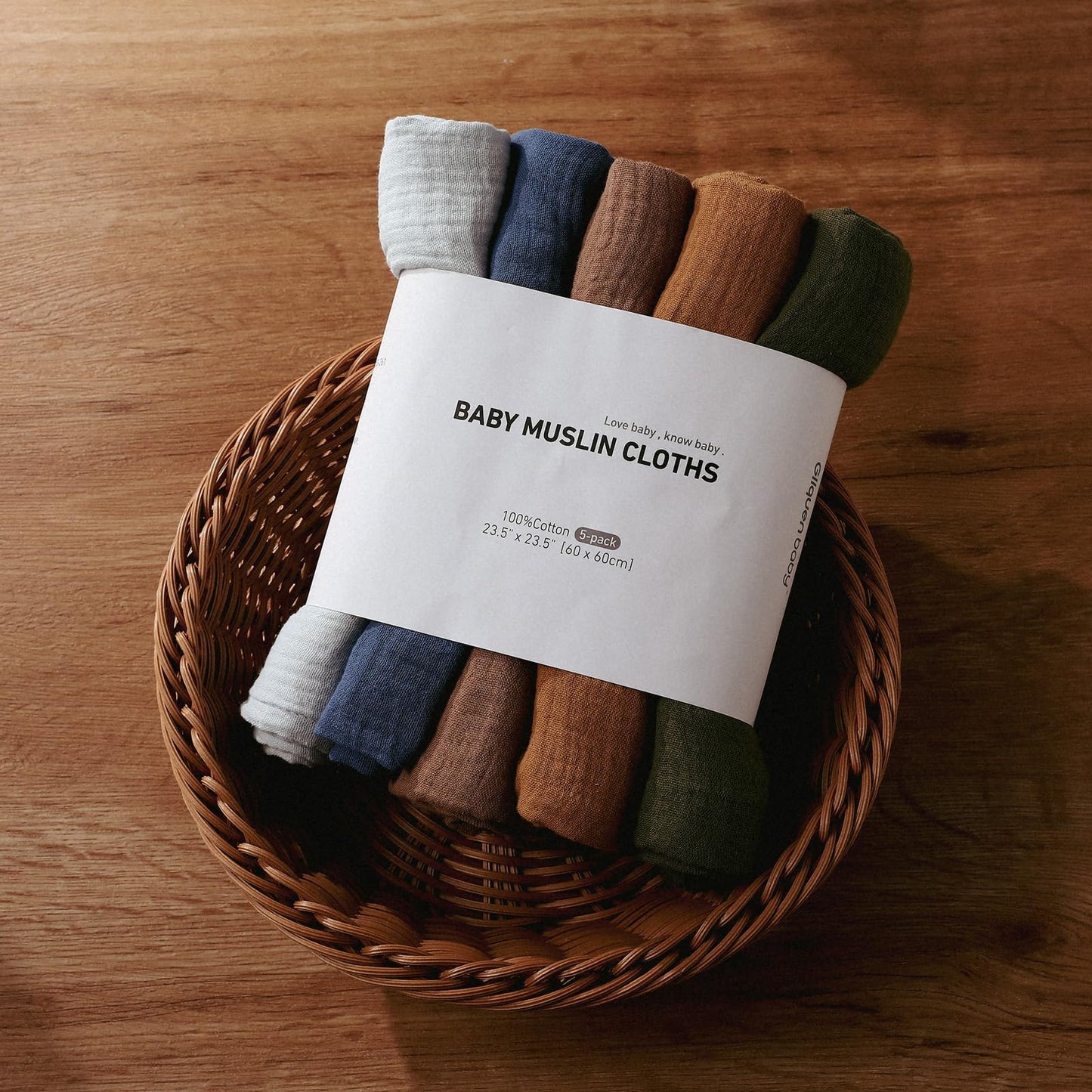 Atmungsaktive Baby Musselin Wickeltücher 5er Pack