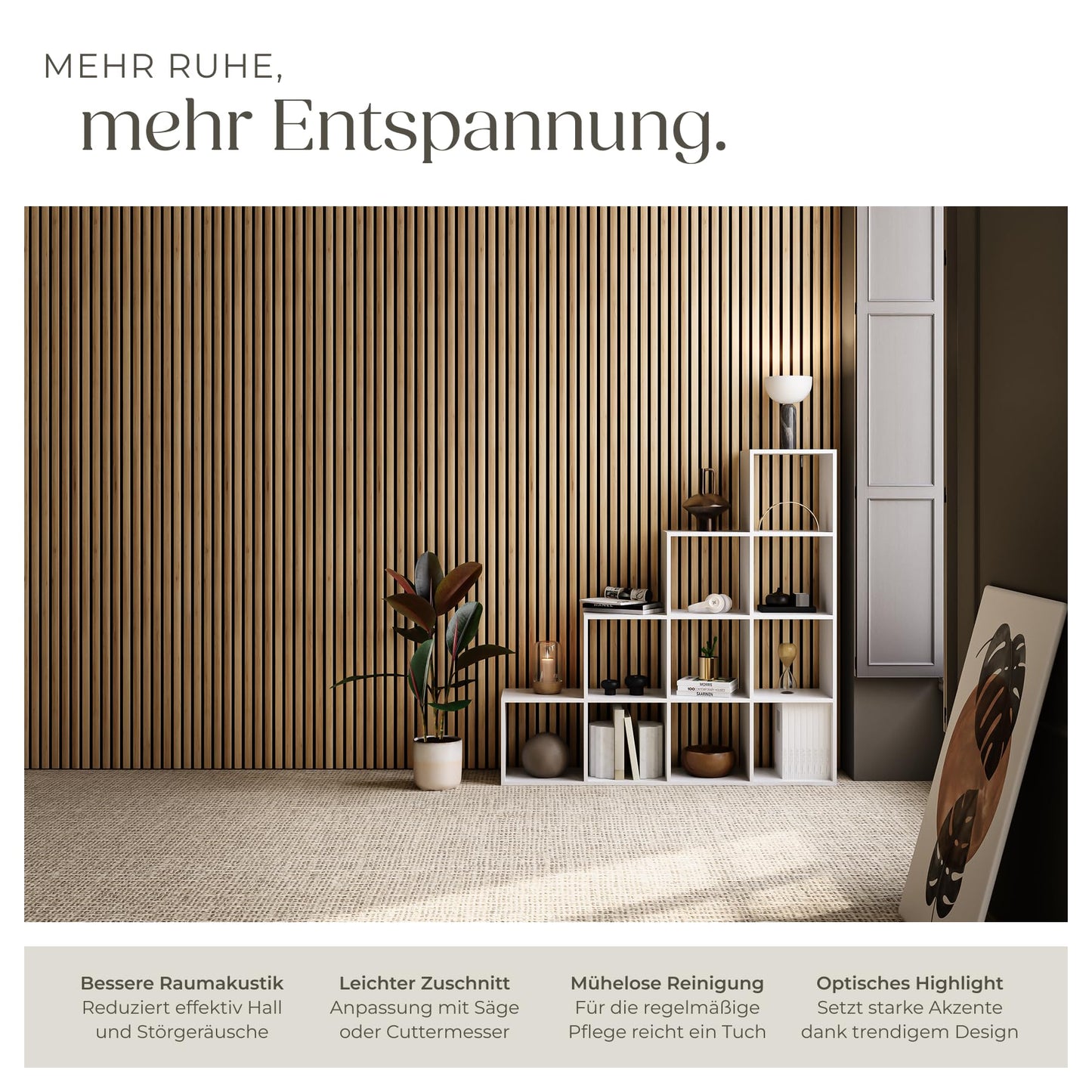 tectake® Akustikpaneele Echtholzfurnier 2er Set, Schallschutz, MDF Schallabsorber für Wand, Schalldämmung, Schallschutzplatten, Schalldämmplatten, Raumakustik, Geräuschdämmung, Wandpaneele - Eiche