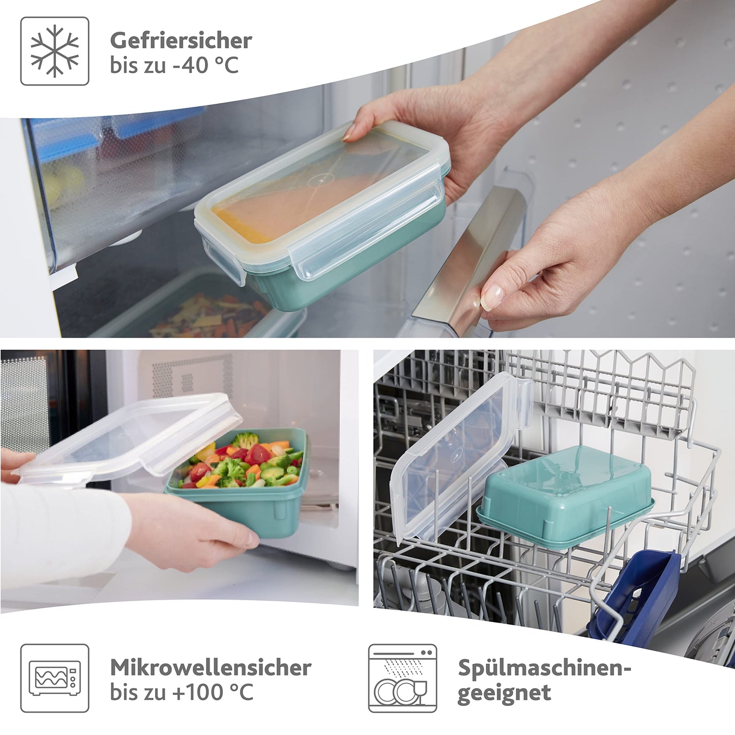 Emsa Frischhaltedose mit Deckel 2,2l Clip & Close Color Edition, 100% auslaufsicher, hygienisch, spülmaschinenfest, mikrowellengeeignet, gefriergeeignet, blau, N10128