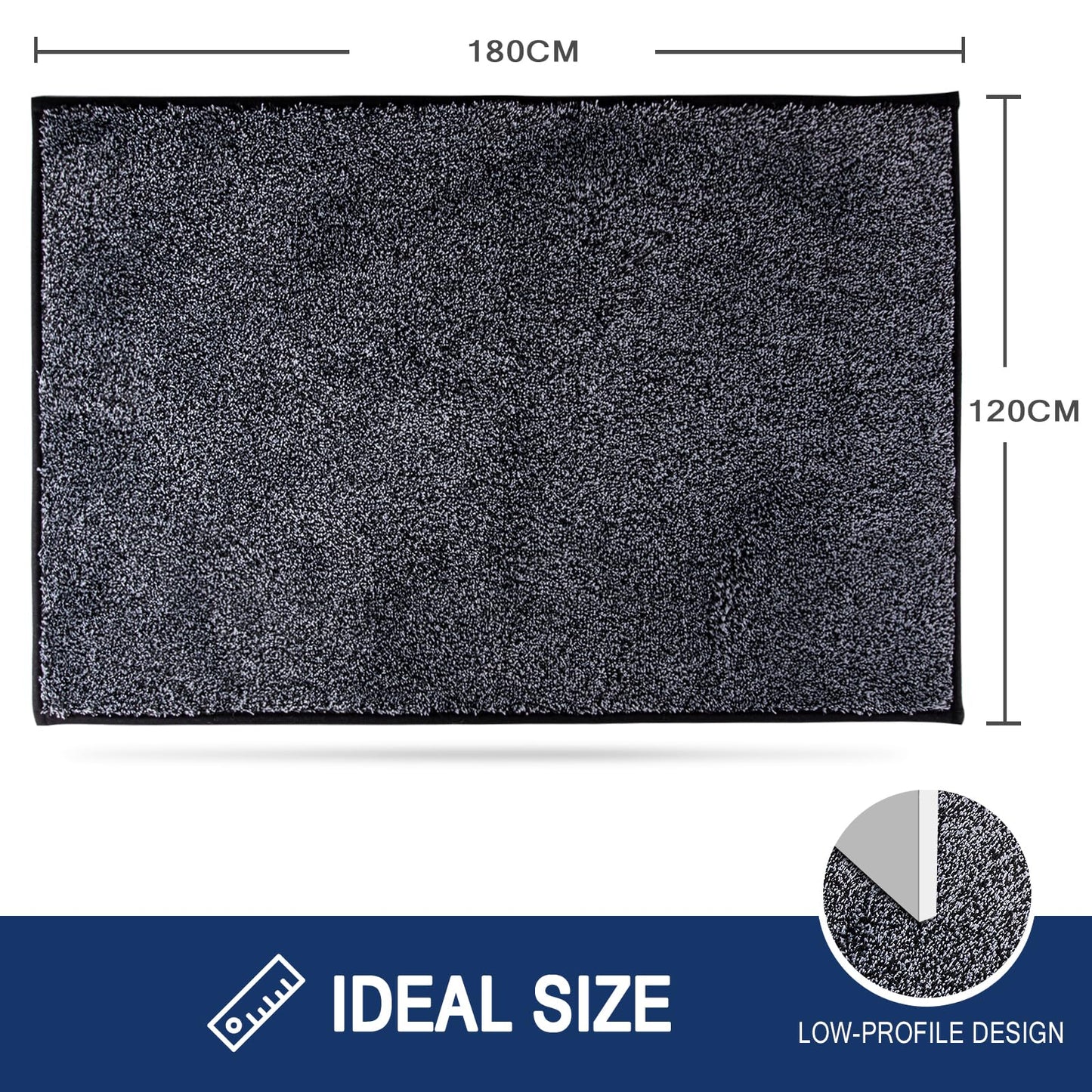 FCSDETAIL Schmutzfangmatte Innen 120 x 180 cm, rutschfeste Sauberlaufmatte, Eingangstürmatte mit Wasserabsorbierenden, Fussmatte Waschbarer Teppich Wohnzimmer Schlafzimmer