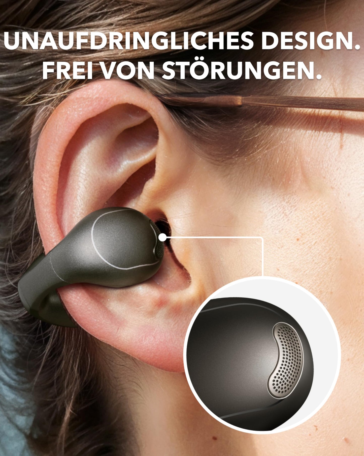 soundcore C40i von Anker, Open-Ear Earbuds, Clip-On Kopfhörer, flexibles Gelenk-Design, Tastensteuerung, federleichter Komfort, fester Halt mit ansteckbaren Ohrklammern, große Treiber für klaren Klang