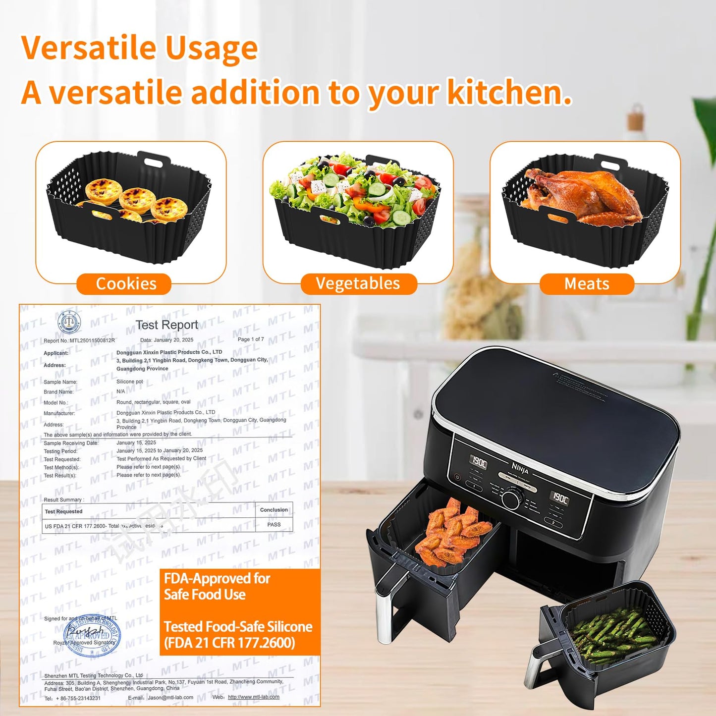 Praktisches Silikon-Zubehör für Heißluftfritteuse 2er Set