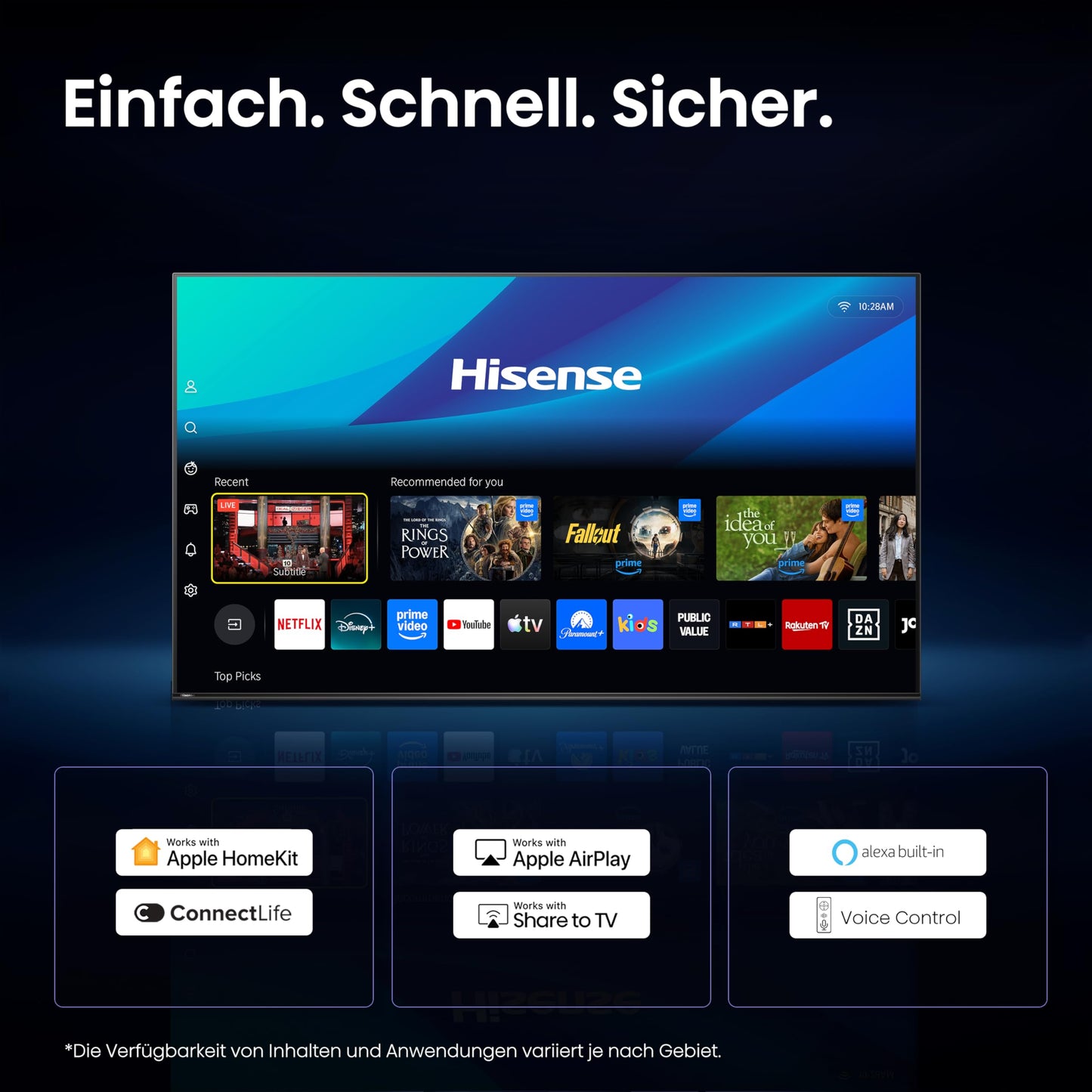 Hisense 58E7DS Fernseher 58 Zoll, 4K UHD QLED, Smart TV, Hi-View AI Engine, 60Hz Game Mode Plus, Dolby Vision IQ, HI-QLED Colour, Filmmaker Mode, AI Smooth Motion, Airplay, Sprachsteuerung[2026]