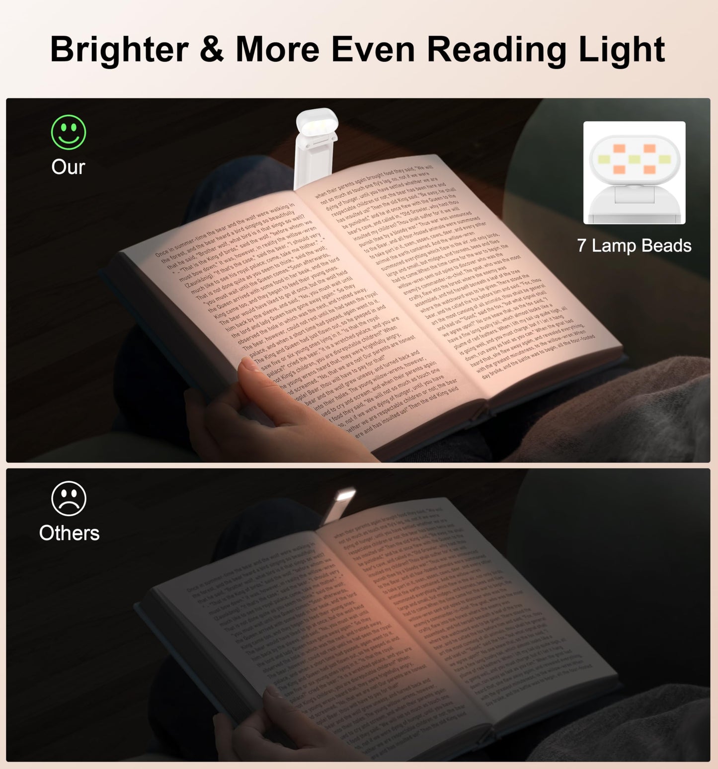 Gritin Leselampe mit Klemmfunktion und augenschonendem Licht für