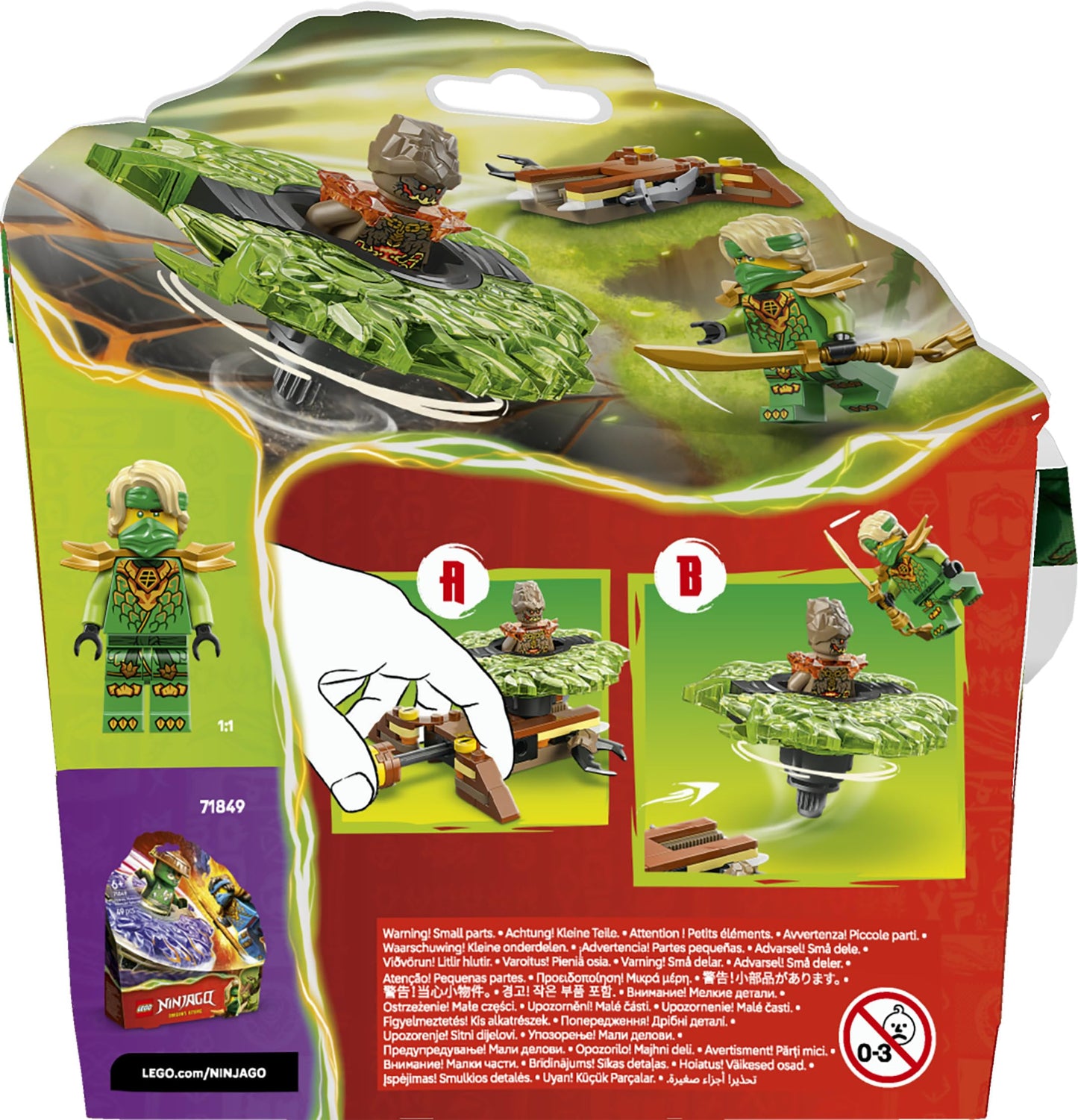 LEGO NINJAGO Lloyd vs. Erdmonster-Spinner - Ninja Spielzeug mit Abschussvorrichtung, Kampfkreiseln und 2 Minifiguren für Jungen & Mädchen - Geschenk für Kinder ab 6 Jahren - 71850