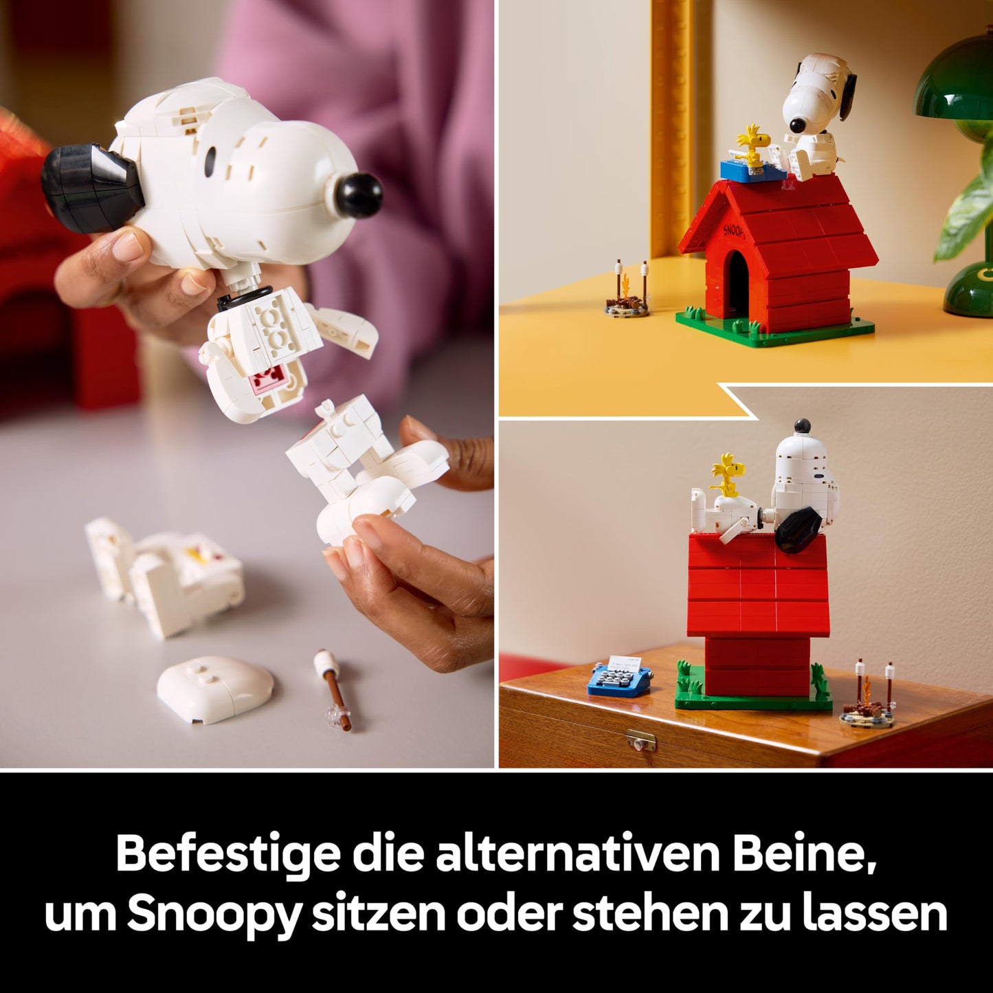 LEGO Ideas Peanuts: Snoopys Hundehütte - Modellbau für Erwachsene Snoopy und Woodstock Figuren - DIY Deko für Schreibtisch oder Regal - Geschenkidee für Fans - 21368