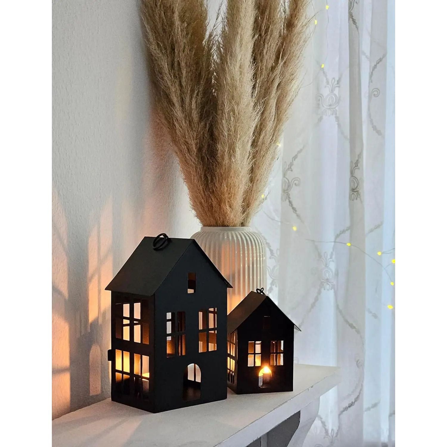 Haus Metall schwarz Dekoration meinposten 3 Set Laternen Windlicht