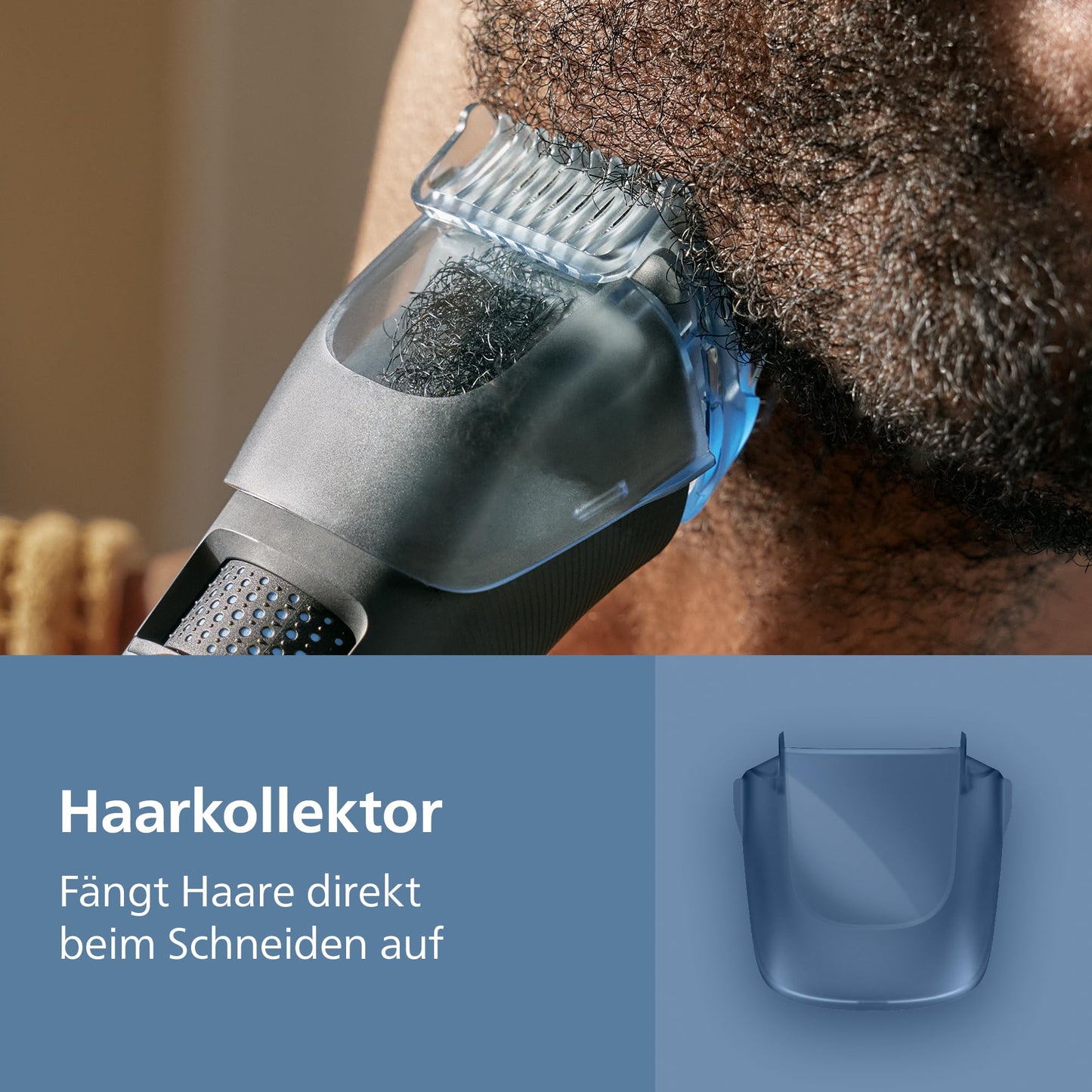 Philips Bartschneider 7000er-Serie – selbstschärfende Metallklingen, 40 Längeneinstellungen, BeardSense-Technologie, Haarkollektor, 100% wasserdicht, Ladestation, Aufbewahrungsetui, Modell BT7660/15