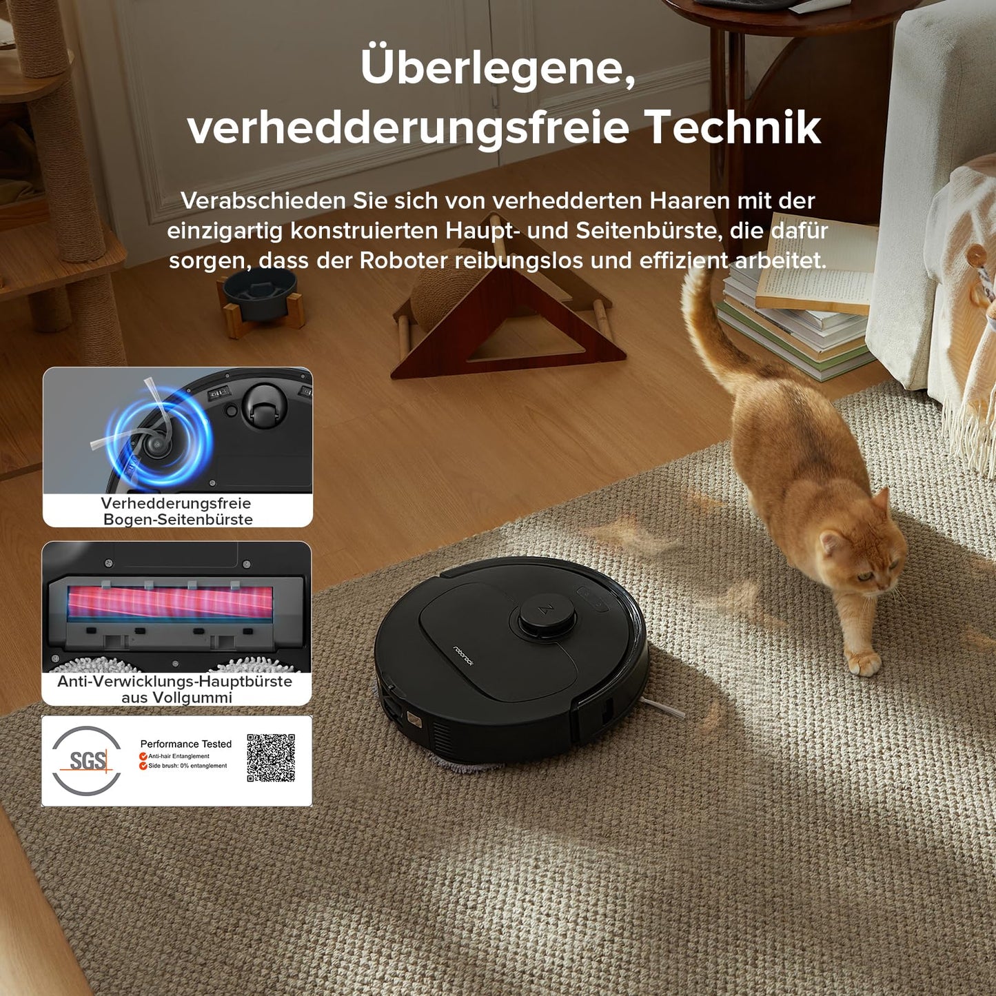 roborock Qrevo Serie Saugroboter mit Wischfunktion, 8000Pa Saugkraft(verbessert von Qrevo S), Anti-Verfilzungs-Seitenbürste, Hindernisvermeidung, LiDAR-Navigation, All-in-One Dock,Schwarz(QV 35A Set)