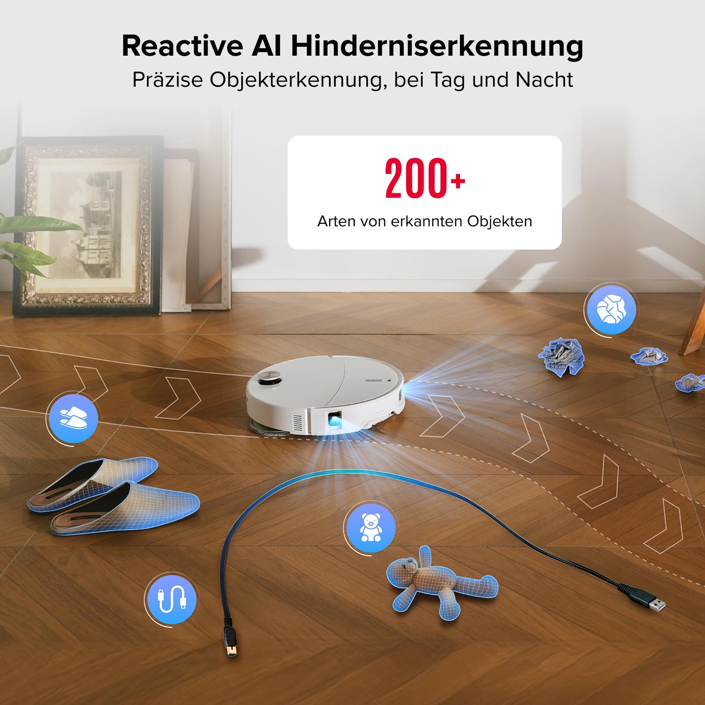 roborock Qrevo Curv 2 Pro Saugroboter mit Wischfunktion&Hebarem Wischmopp, 25.000 Pa HyperForce Saugkraft, Dual Anti-Tangle-System, 100°C Heißwasser-Moppwäsche, Reactive Al-Hinderniserkennung (Weiß)