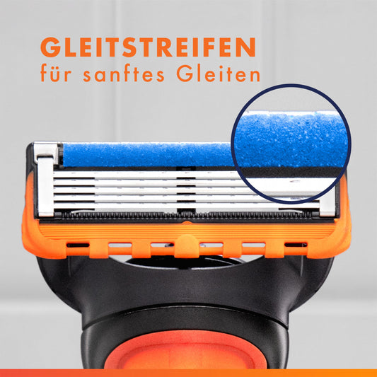 Gillette Fusion 5 Klingen Herren, 20 Original Rasierklingen, Orange - Für Nassrasierer mit Größerem Gleitstreifen für Ein Sanftes Gleiten Und für Eine Unglaublich Gründliche Und Komfortable Rasur