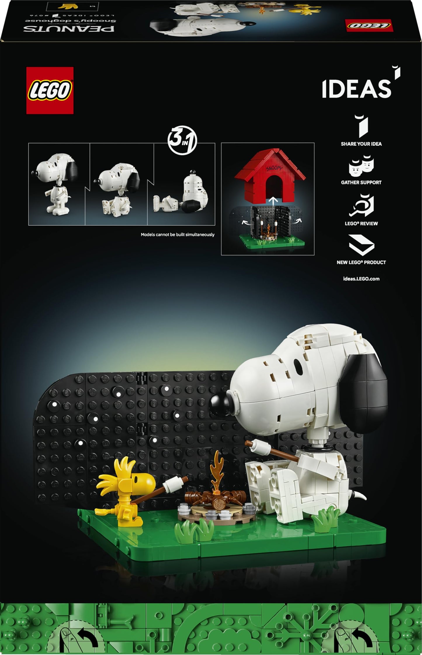 LEGO Ideas Peanuts: Snoopys Hundehütte - Modellbau für Erwachsene Snoopy und Woodstock Figuren - DIY Deko für Schreibtisch oder Regal - Geschenkidee für Fans - 21368