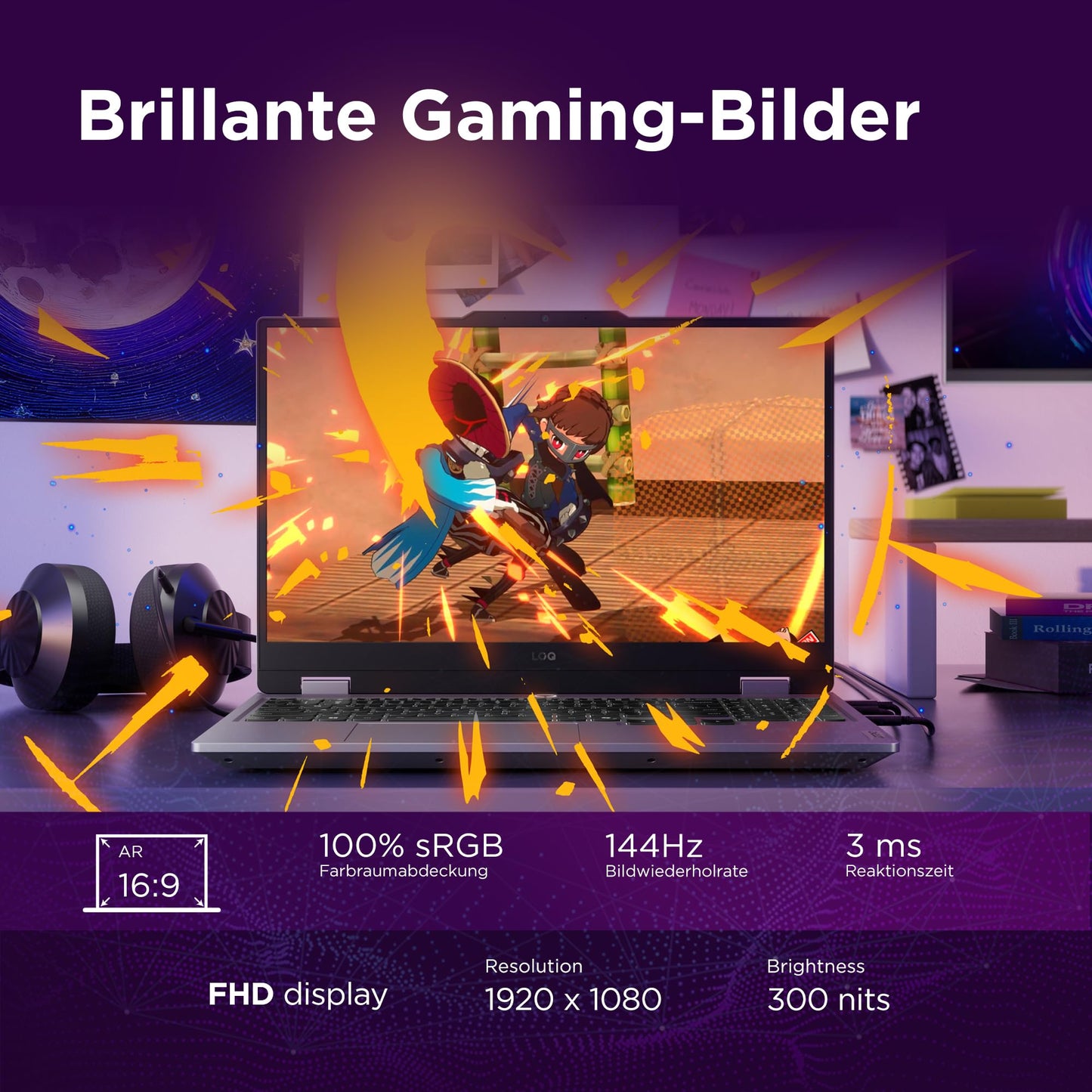 Lenovo LOQ Gaming AI Laptop | 15.6" Full HD 144Hz | NVIDIA GeForce RTX 5060 8GB | AMD Ryzen 7 250 | 16GB RAM | 1TB SSD | Win11 | QWERTZ | Weiss-Beleuchtete Tastatur | Grau | 3 Monate Game Pass