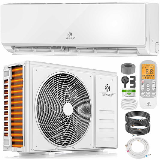 KESSER® Klimaanlage Set Split, WiFi/App Funktion Klimagerät, Kühlen A++/Heizen A+, 18000 BTU/h (5.300W) sehr leise, Kältemittel R32, Fernbedienung, Timerfunktion, Montagematerial, Weiß