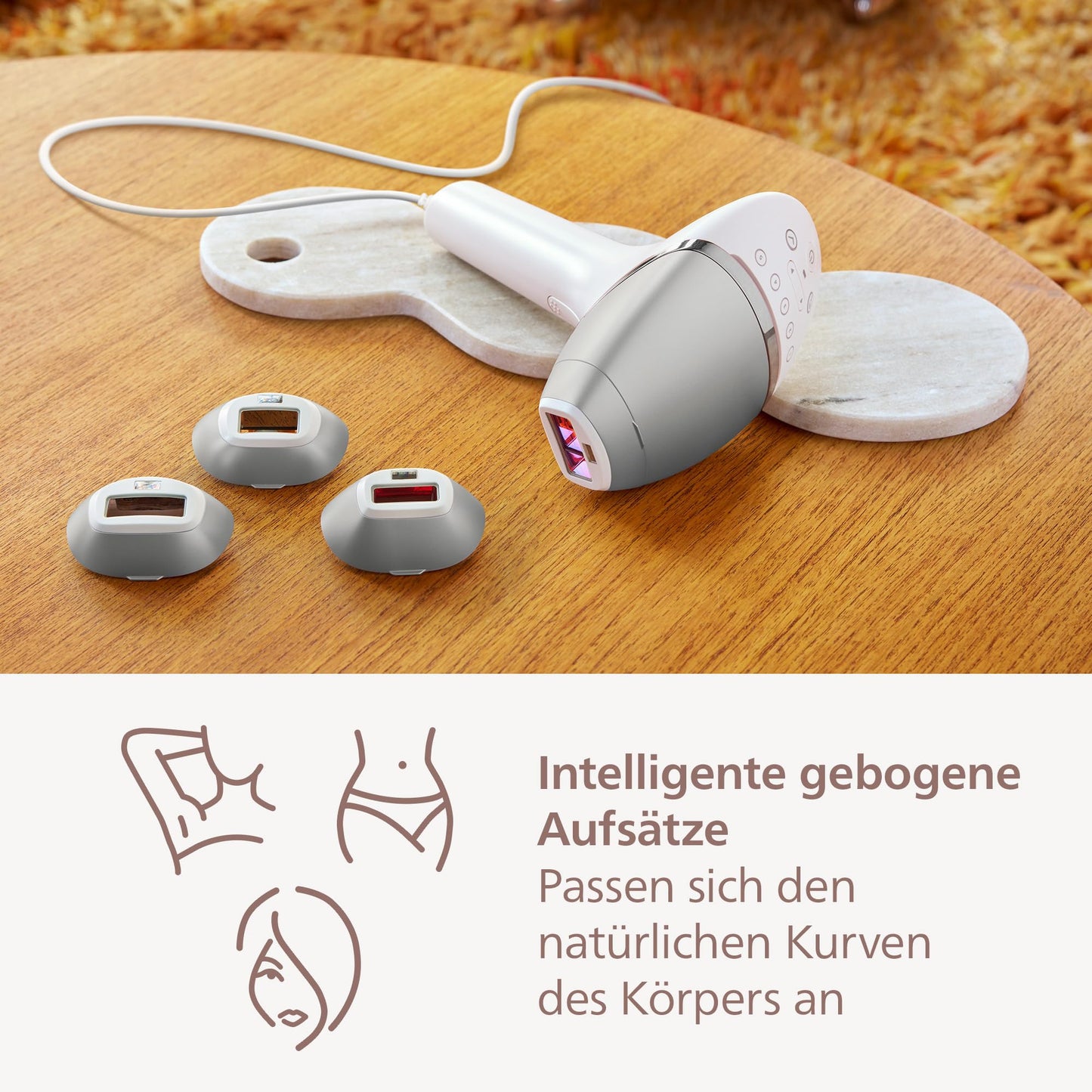 Philips Lumea IPL 8000 Series - IPL Geräte Haarentfernung für bis zu 2 Jahre seidig-glatte Haut¹ mit 3 Aufsätzen für Körper & Gesicht, Alternative zur Laser-Haarentfernung (BRI946/00)