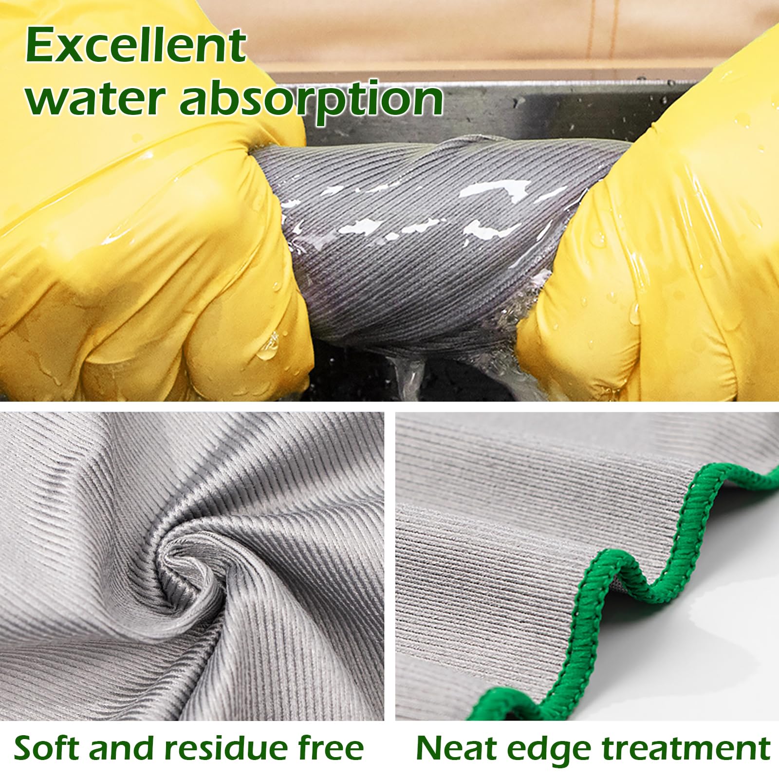 Quelcc 6X Mikrofasertücher 30x30cm Fusselfreie Reinigungstücher für Fenster-Quelcc