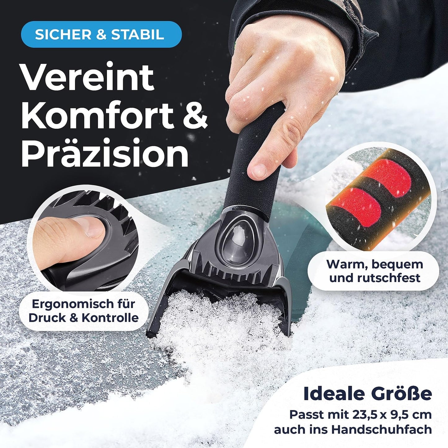 Eiskratzer Auto Ergonomischer Profi Scheibenkratzer Stark Sicher 2025