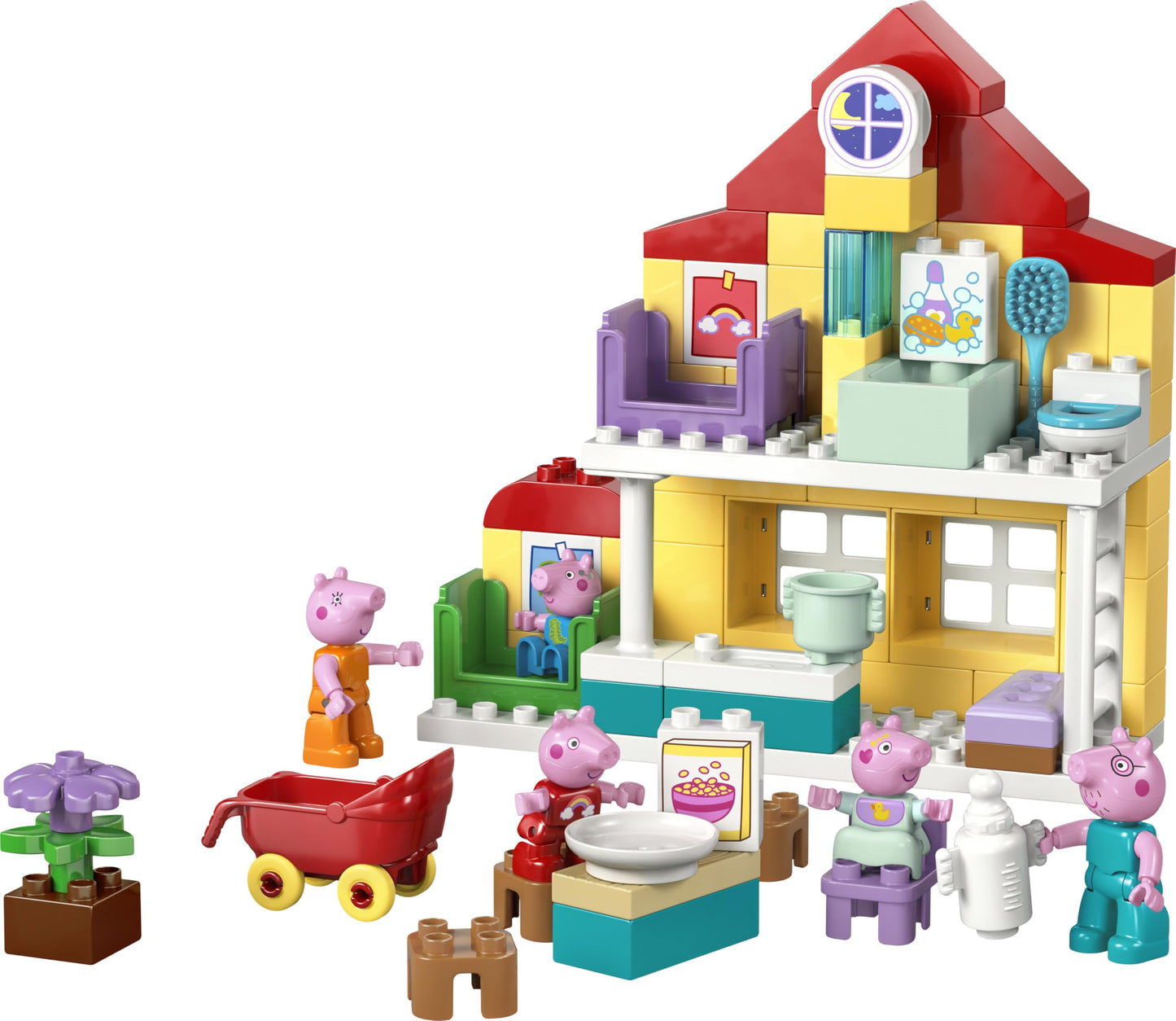 LEGO DUPLO Peppa Wutz Familienhaus - Lernspielzeug zur Förderung der Motorik - Montessori Spielzeug mit 5 Figuren & Puppenhaus Zubehör - Geschenk für Mädchen & Jungen ab 2 Jahren - 10467