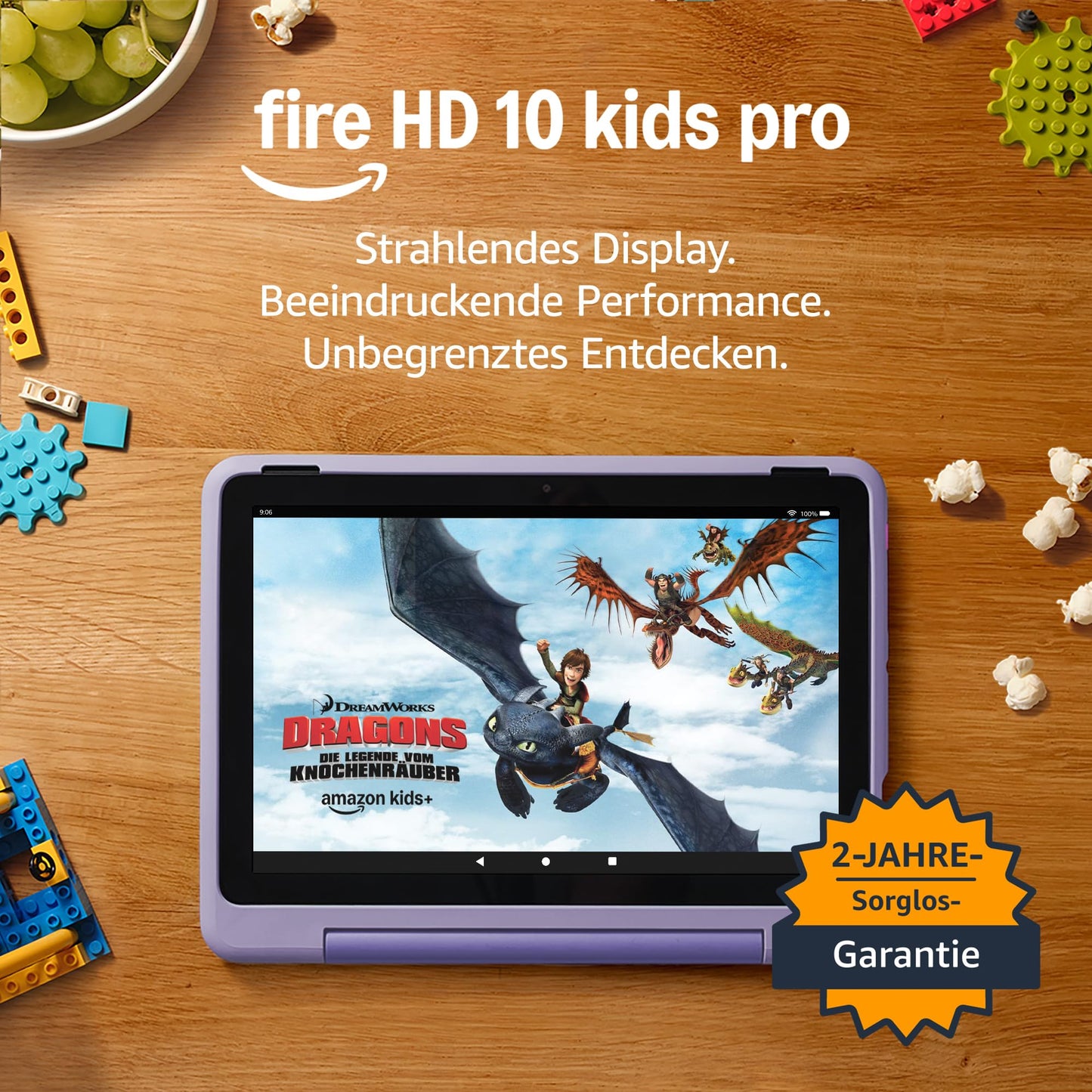 Fire HD 10 Kids Pro-Tablet (Neueste Generation), für Kinder ab dem Grundschulalter | 10-Zoll-Display, lange Akkulaufzeit, Kindersicherung und dünne Hülle | Version 2023, 32 GB, Happy-Day-Design