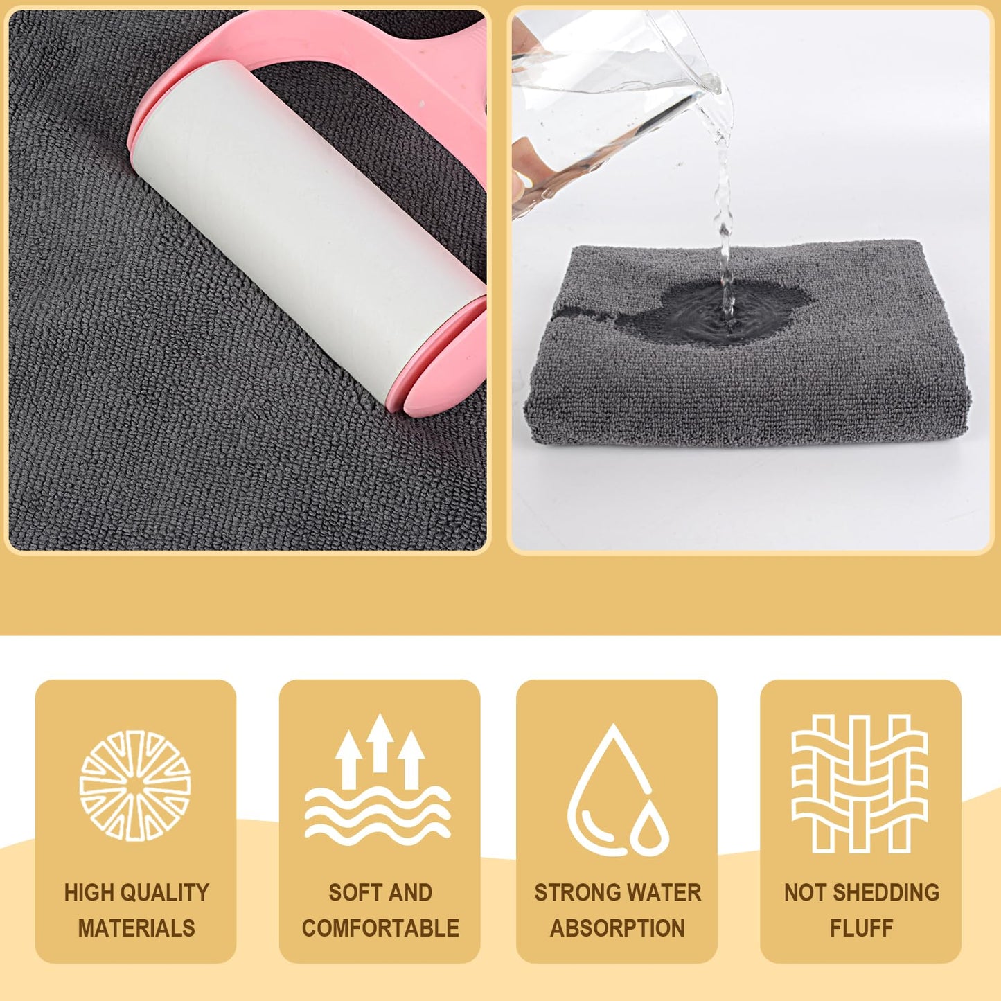 Mikrofaser Handtuch 2er-Pack 40x70 cm Weich Hochsaugfähig Grau