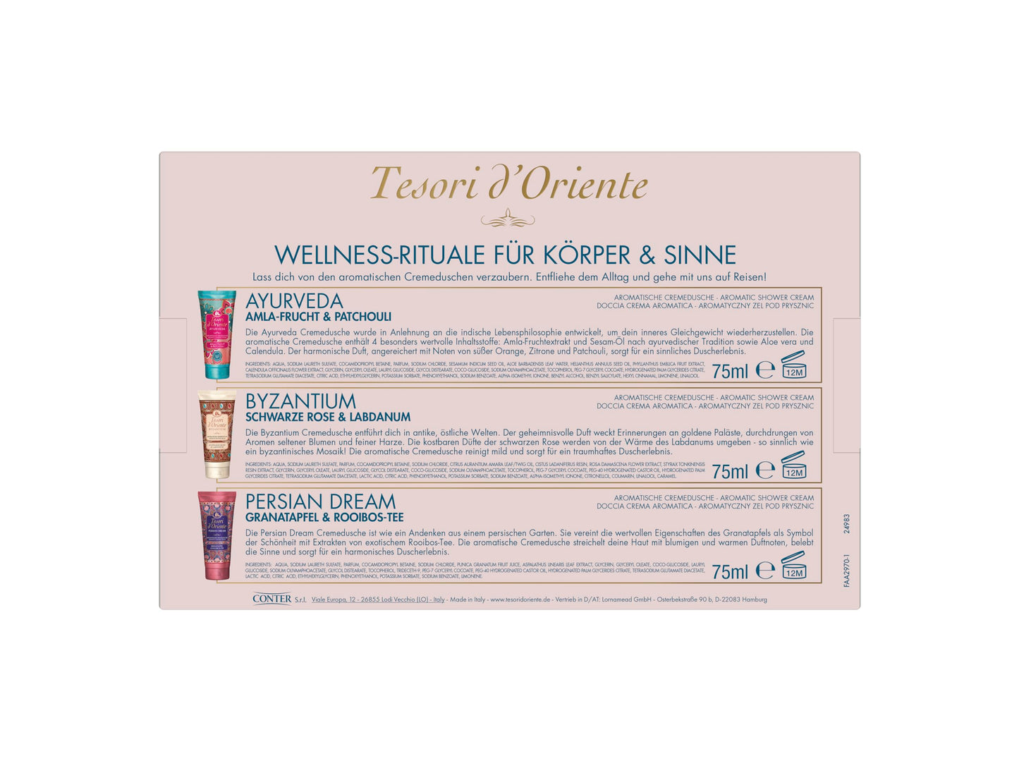 Geschenkset Cremeduschen Wellness Rituale 3er Set 3x75ml