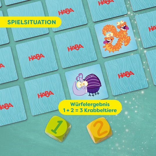 HABA 3 + 4 = Krabbeltier – Lustiges Mathe-Lernspiel für Kinder ab 6 Jahren – Rechnen Lernen bis 10 & Gedächtnistraining Einschulung & 1. Klasse – 2013336001
